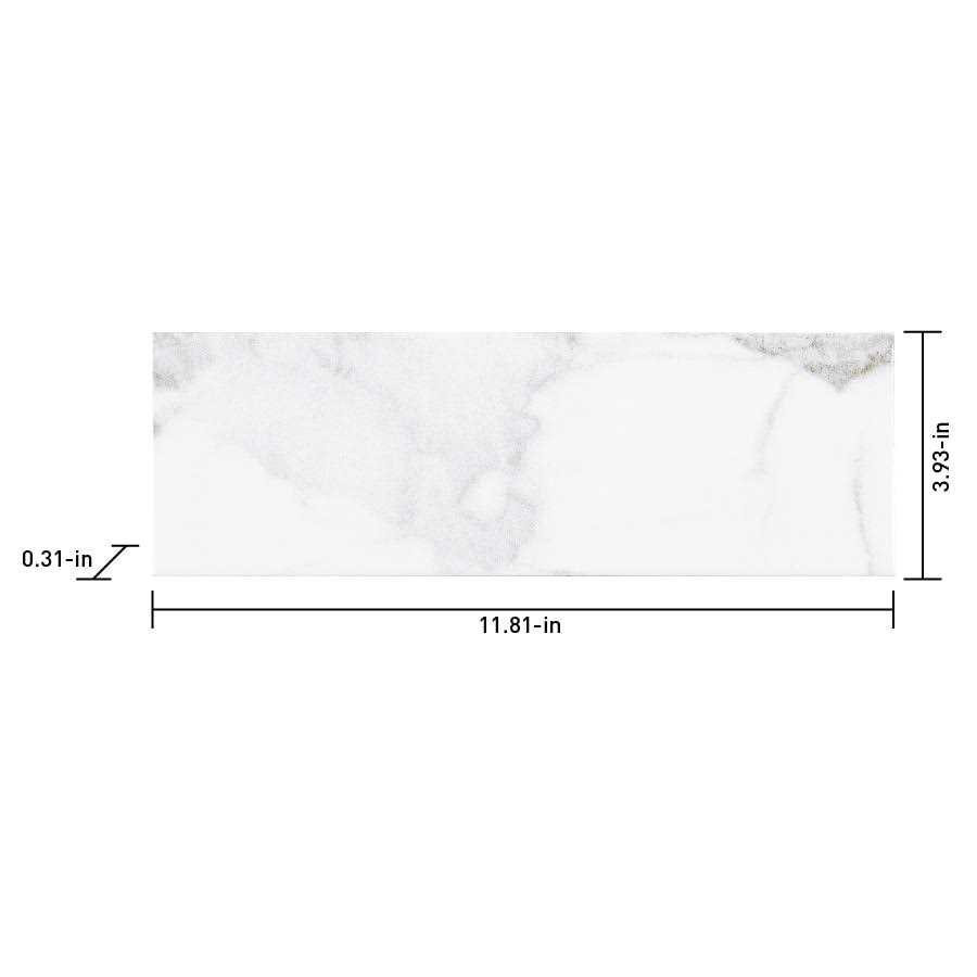 Satori 4 x 12 in Regent Statuario Glossy Ceramic Wall Tile 1001-0208 - Cheap Fitting
