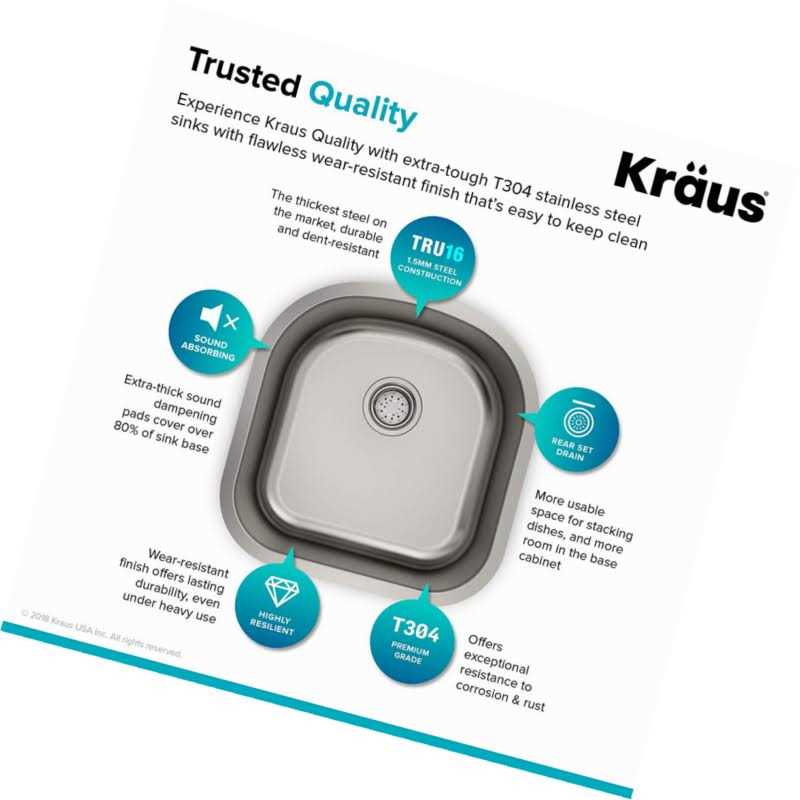 Kraus Single Bowl Stainless Steel Undermount Kitchen Sink KBU - Cheap Fitting