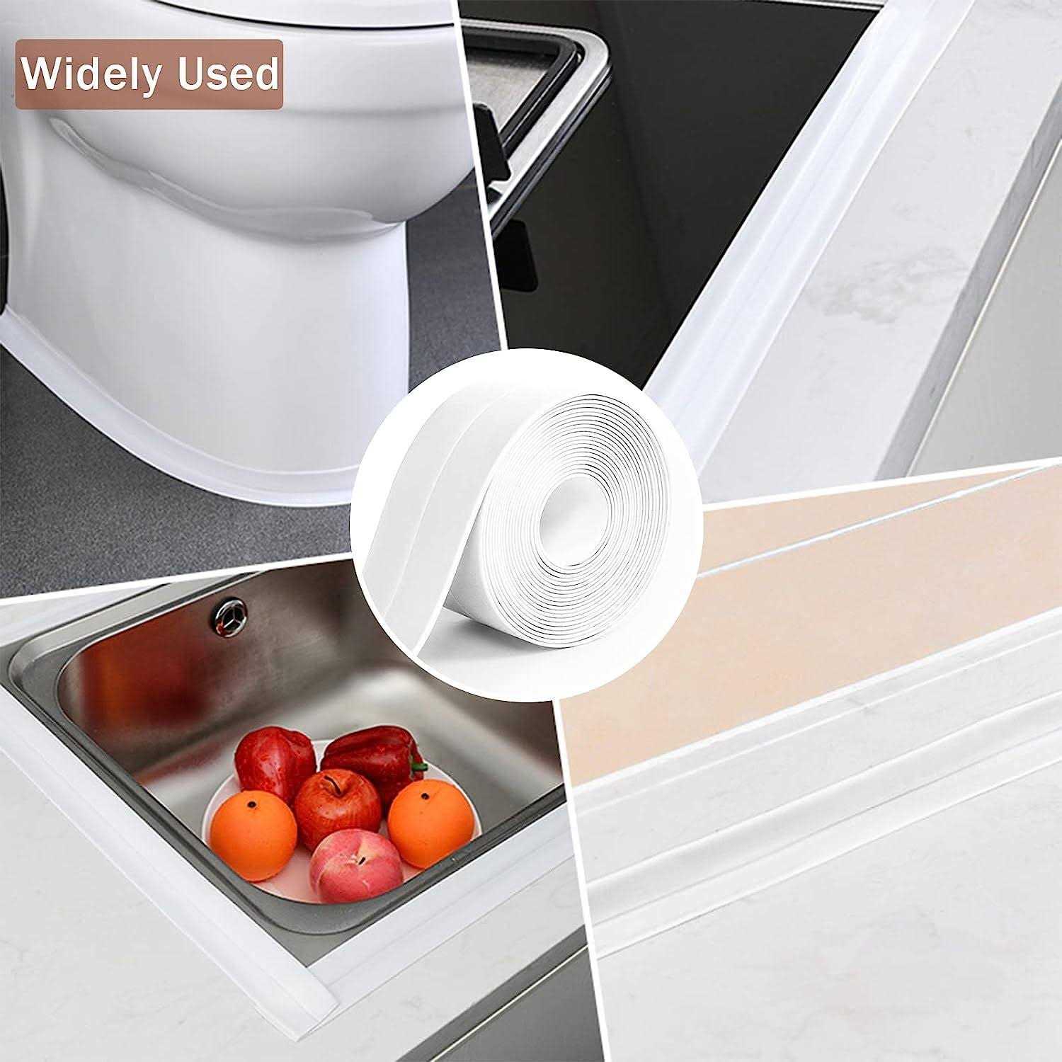 Fixmend 2 Packs Caulk Tape Waterproof Self Adhesive Bathtub Caulk Strip Sealant Tape Sealing Strip for Kitchen Countertop - Cheap Fitting