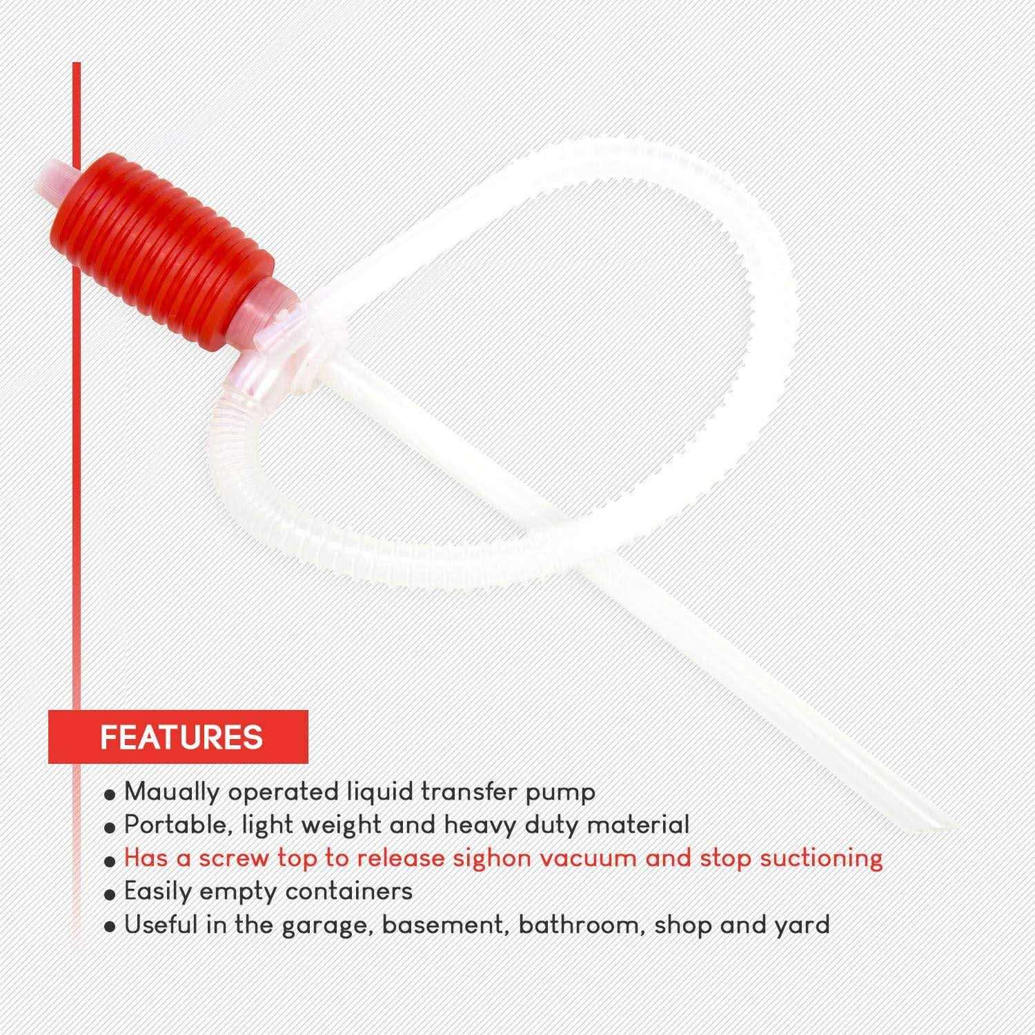 Luigi’s Water & Fuel Transfer Pump Siphon Large Squeezing Gas Siphon for Lawn Mowers & Manual Pumping Petrol, Water Syphon, Alcohol and more - Cheap Fitting