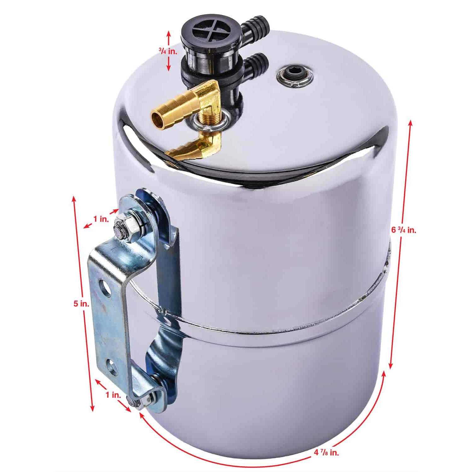 JEGS Vacuum Reserve Canister Steel With Chrome Finish Includes Grommet, One-way 3/8 Check Valve, 1/8 Npt X 90 Degree Fitting, And 3/8 Barb X 1 63011 - Cheap Fitting