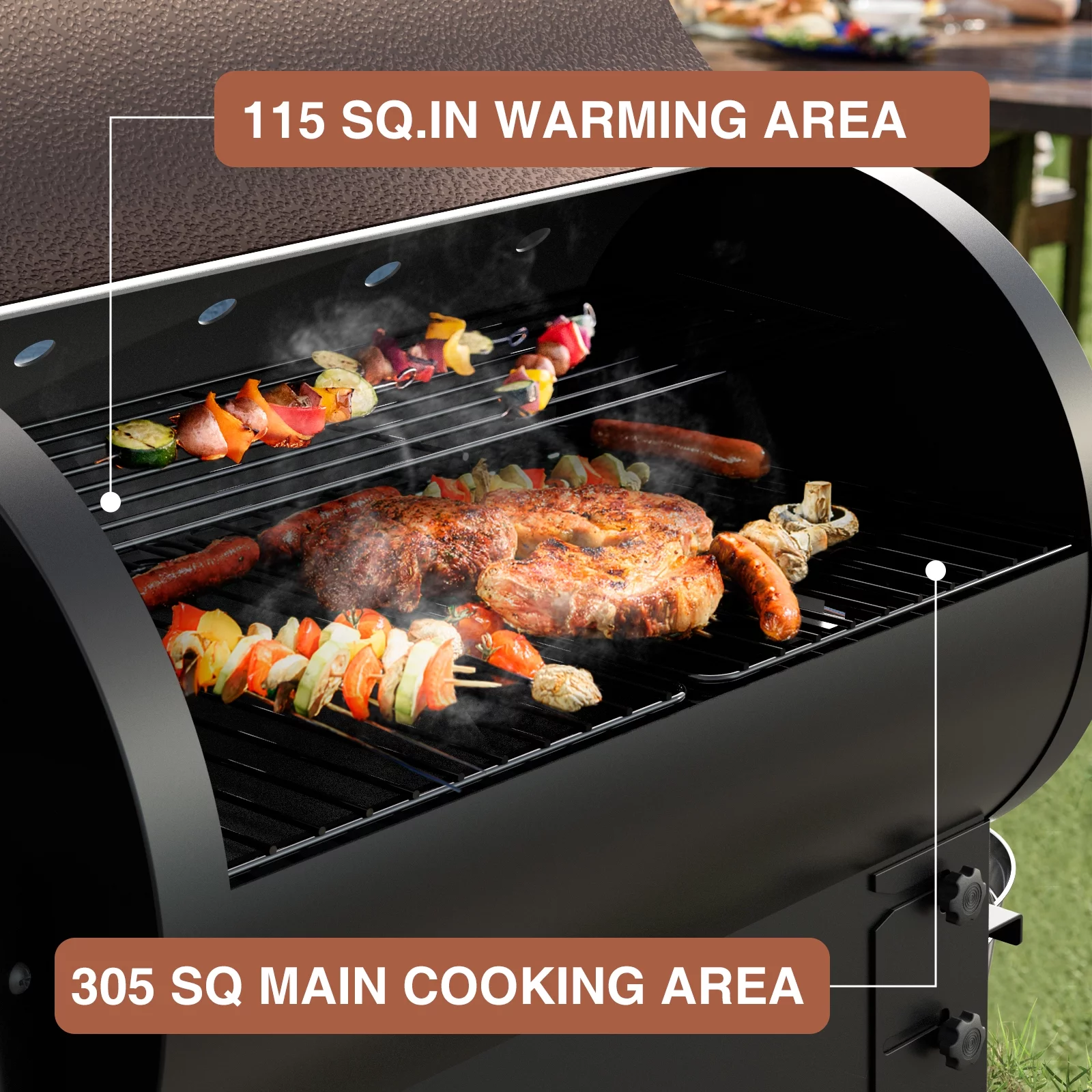 KingChii 456 sq. in Wood Pellet Smoker & Grill BBQ with Auto Temperature Controls, Folding Legs for Outdoor Patio RV (Rain Cover Included), Bronze - Cheap Fitting