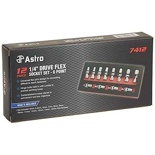 12 Piece 1/4 Drive 6 Point Metric Flex Socket Set 7412 Astro Pneumatic - Cheap Fitting