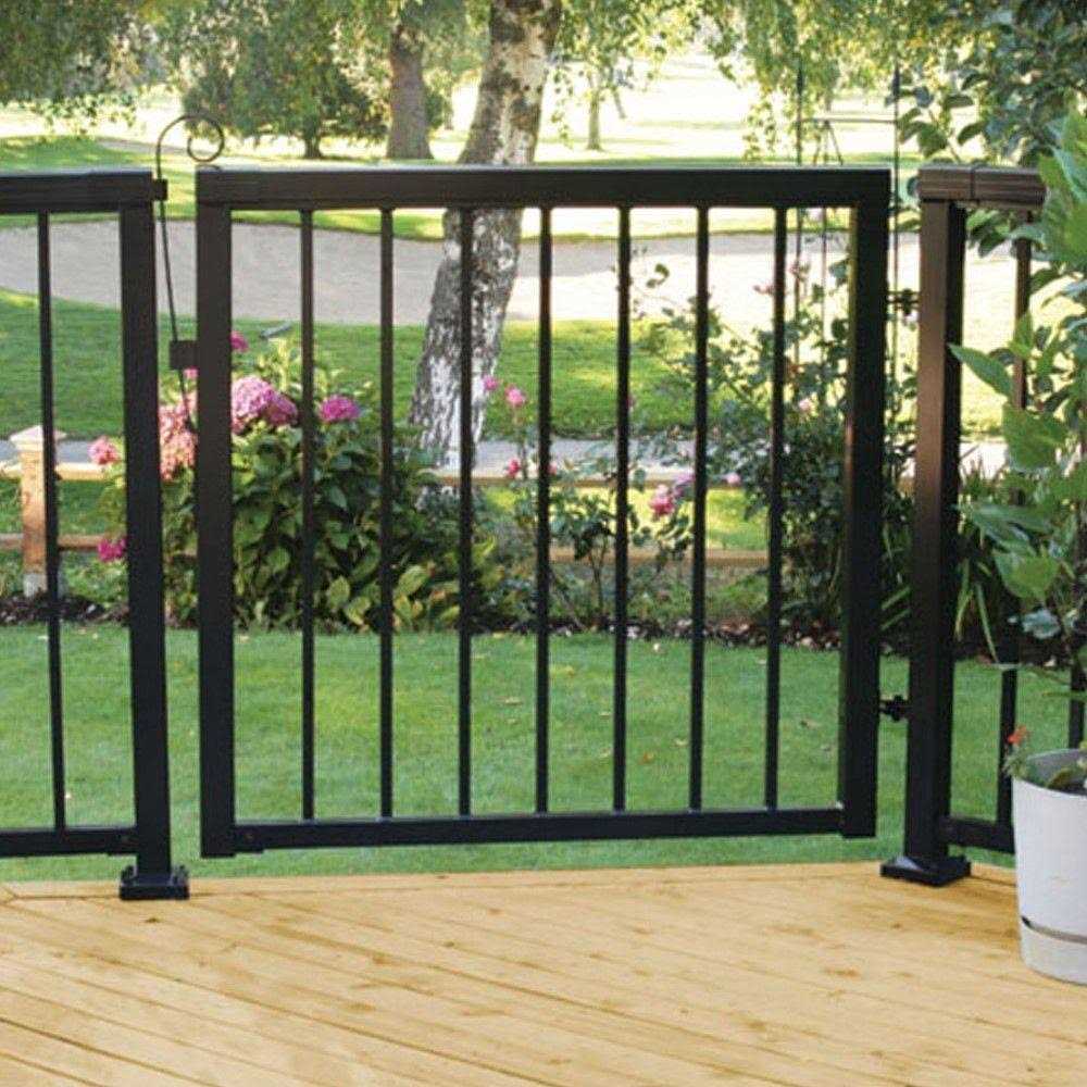 Peak Aluminum Railing 42 in. x 40 in. Black Aluminum Deck Railing Picket Gate 50161 - Cheap Fitting