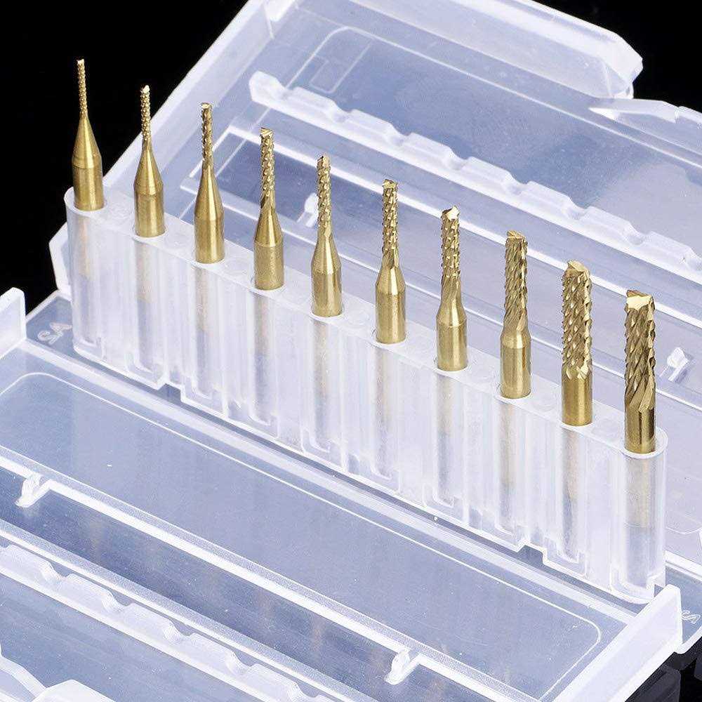YEEZUGO 10pcs 0.8-3mm Titanium Coated Engraving Milling Cutter Carbide Bits - Cheap Fitting