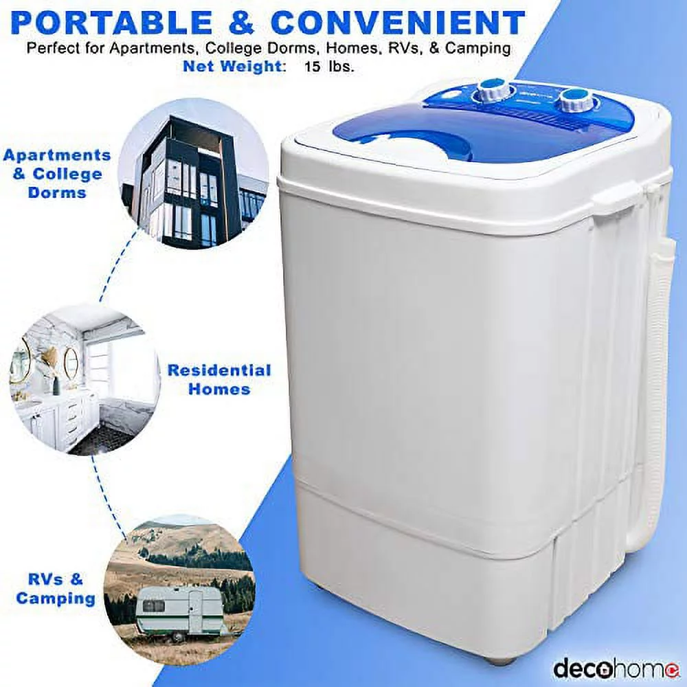 Deco Home Portable Washing Machine for Apartments, Dorms, and Tiny House with 8.8 lb Capacity, 250W Power, Wash and Spin Cycles, Includes Drainage Hose - Cheap Fitting
