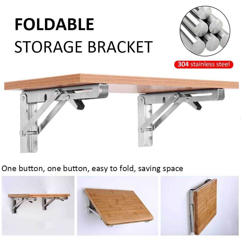 Storystore Folding Shelf Brackets Heavy Duty Stainless Steel Collapsible Shelf Bracket for Bench Table - Cheap Fitting