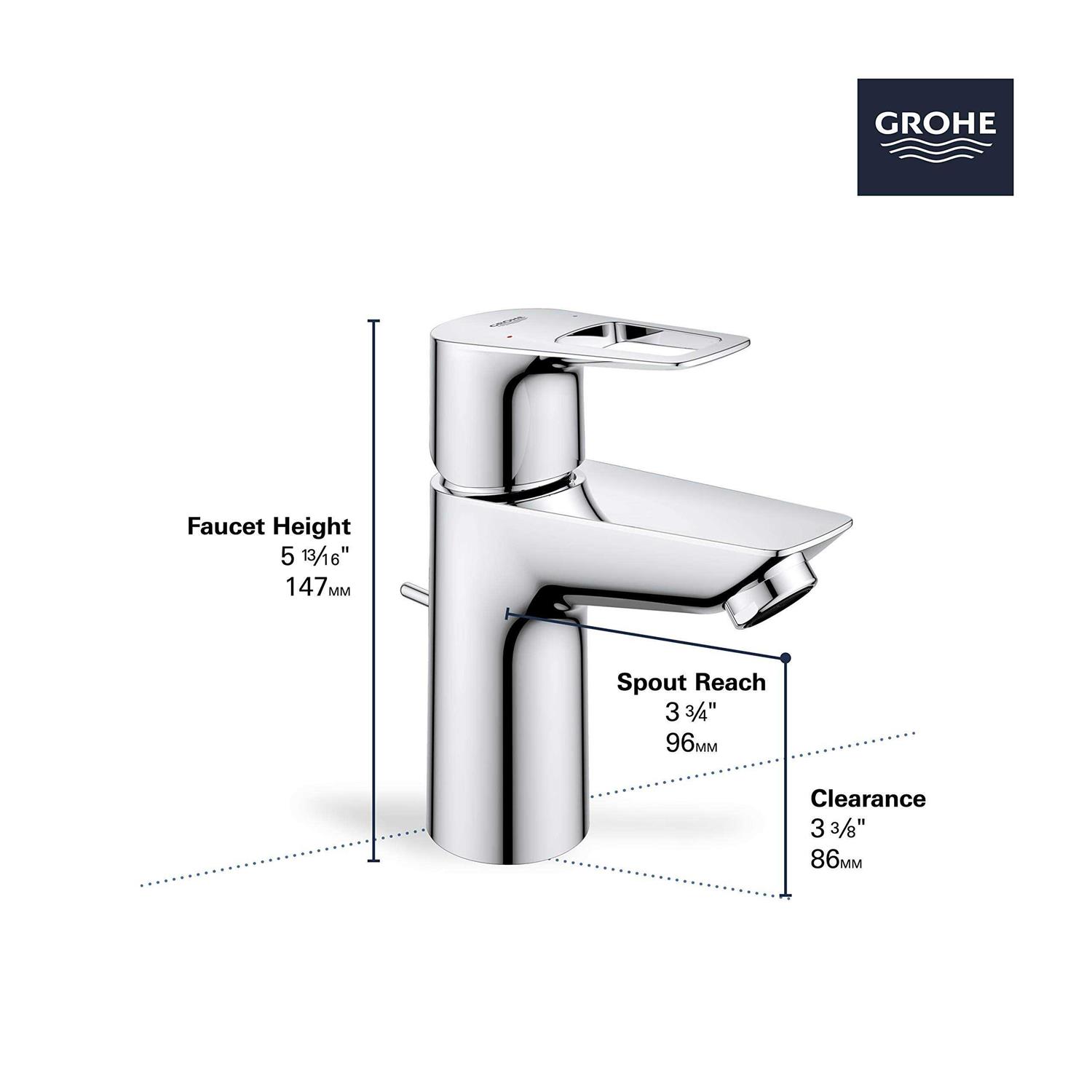 Grohe Bauloop Single Hole Single-Handle S-Size 1.2 GPM Bathroom Faucet 23085001 - Cheap Fitting
