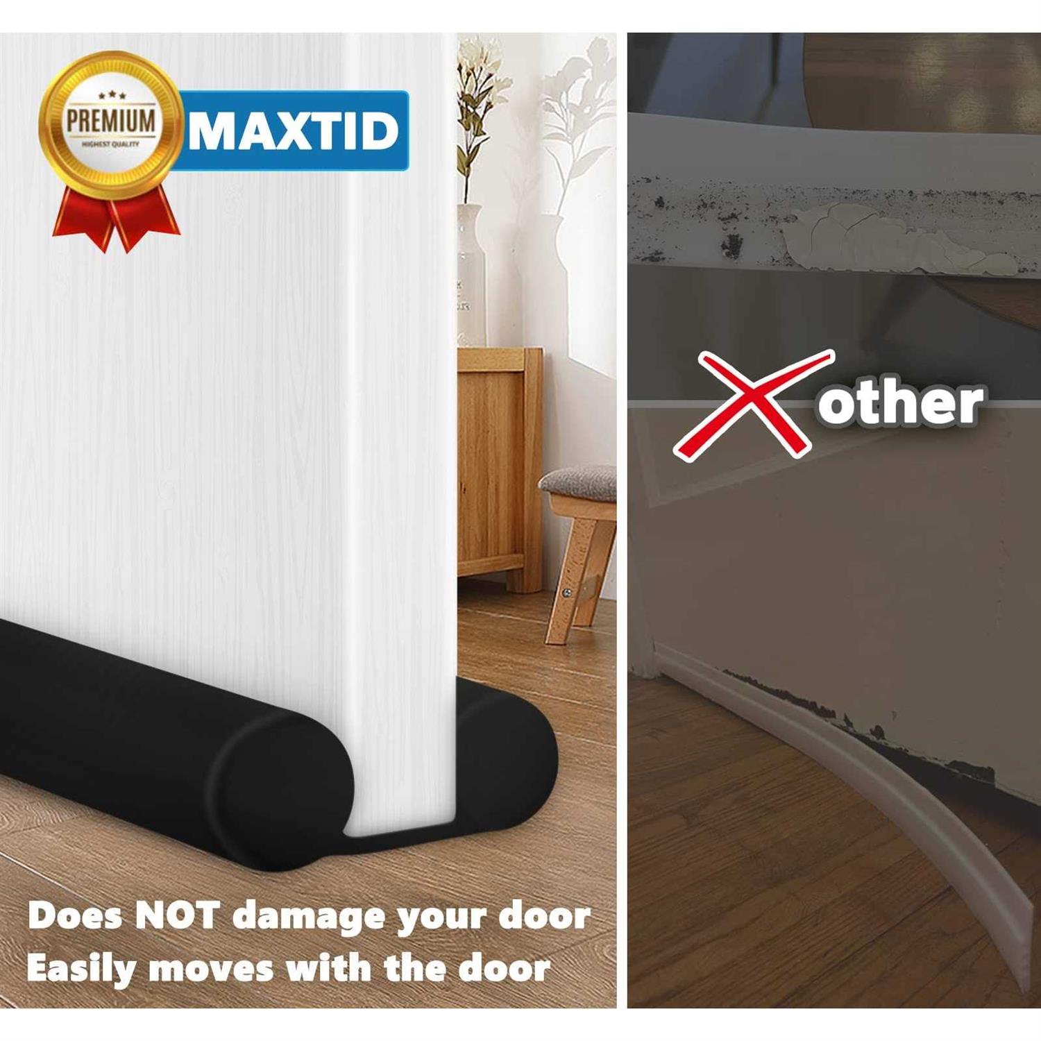 MAXTID Under Door Draft Blocker Black Door Draft Stopper Reduce Breeze Cold Air Blocker Adjustable Door Seal Sweep Noise Stopper - Cheap Fitting
