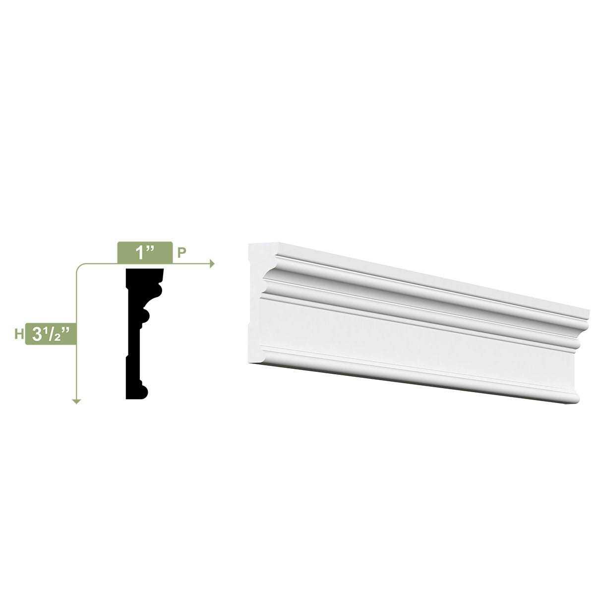 Royal Mouldings 6624 1 in. x 3 1/2 in. x 96 in. Finished PVC Composite White Casing WM523X96SWPV - Cheap Fitting
