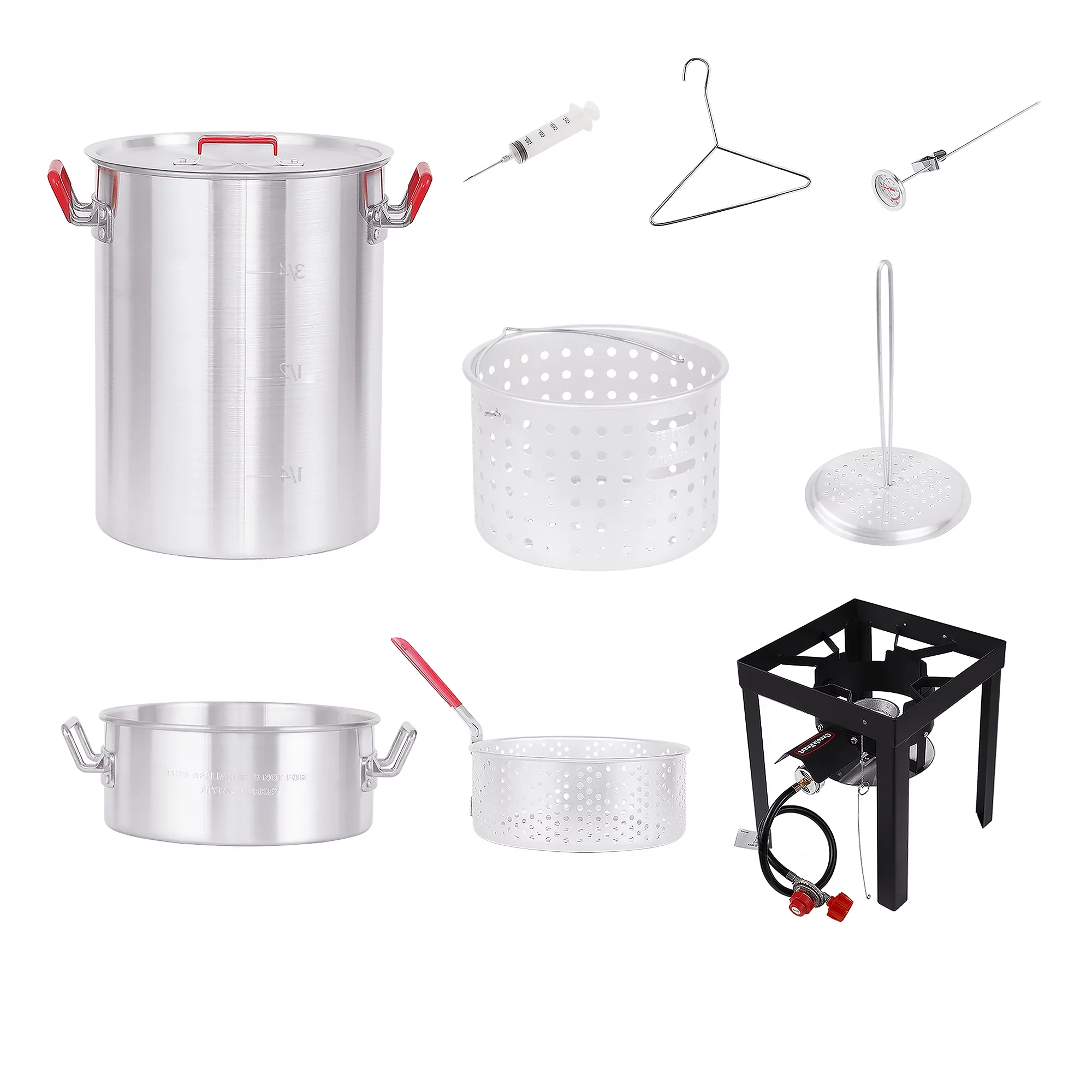 Creole Feast, TFK3001, 30 Qt. Turkey and 10 Qt. Fish Fryer Boiler Steamer Kit with Marinade Injector - Cheap Fitting