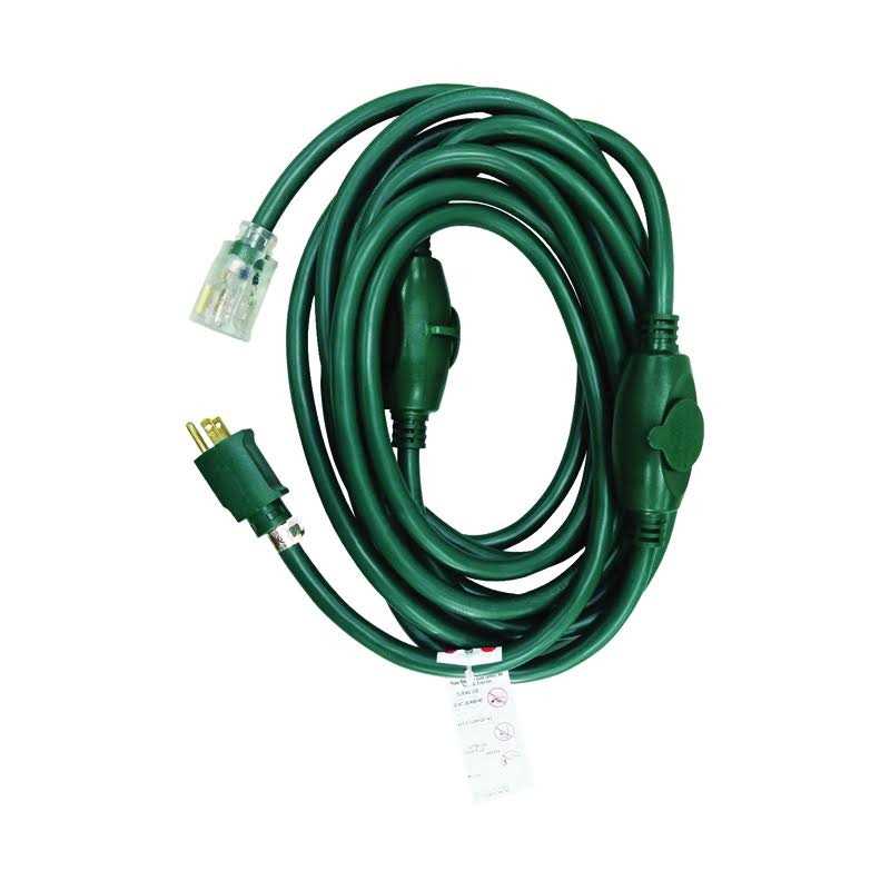 Ace Outdoor 25 ft. L Green Triple Outlet Cord 14/3 STW - Cheap Fitting