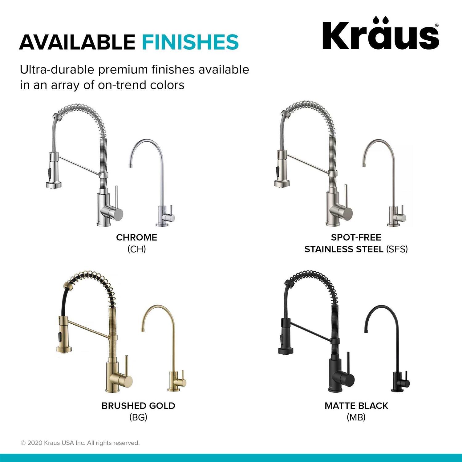 Kraus Bolden Commercial Style Pull-Down Kitchen Faucet and Purita Water Filter Faucet Combo in Brushed Gold KPF-1610-FF-100BG - Cheap Fitting