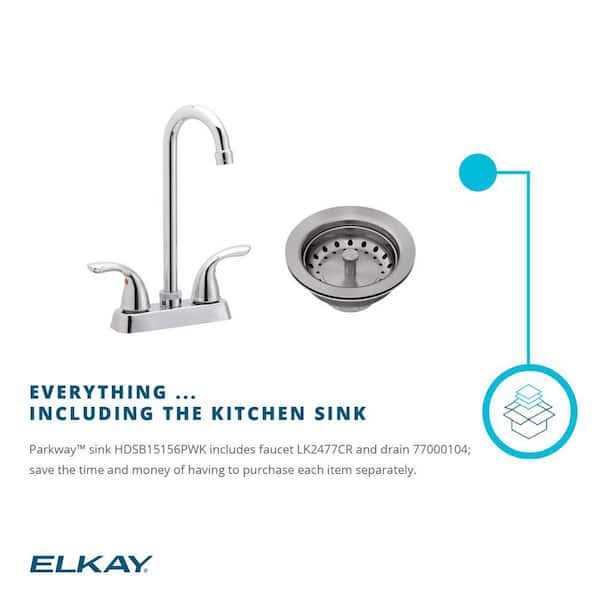 Elkay Parkway 20-Gauge Stainless Steel 15 In. Single Bowl Drop-In Kitchen Sink with Faucet - Cheap Fitting