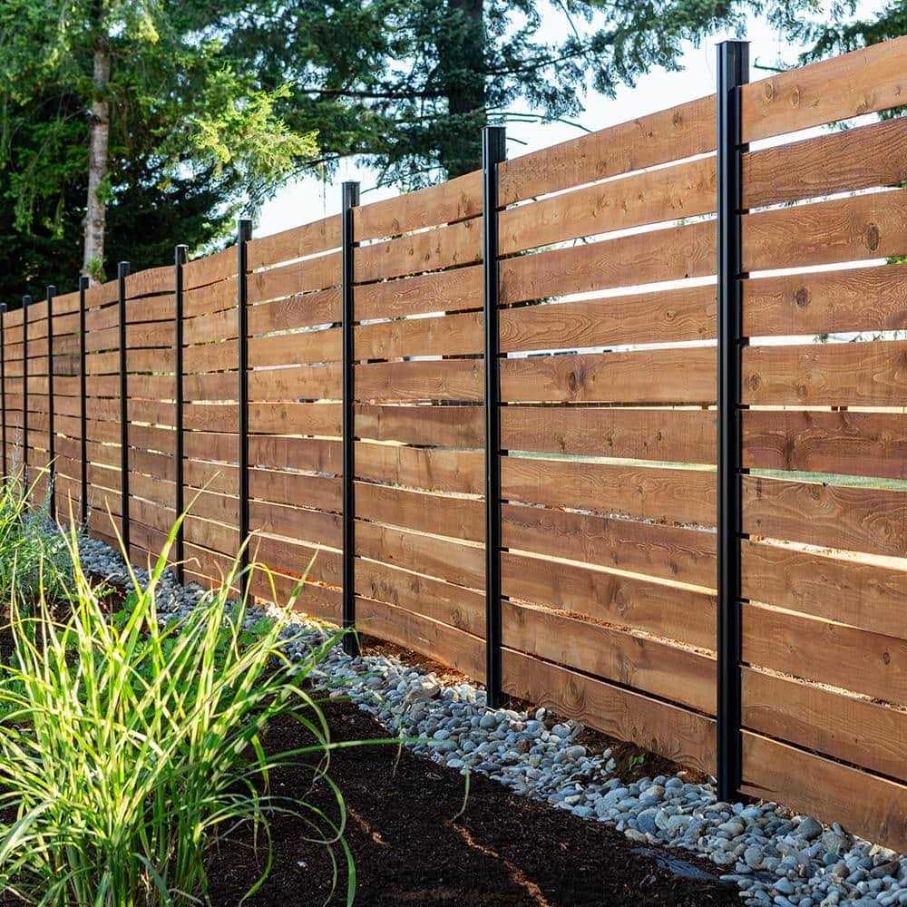 Peak Products Modular Fencing 94 in. H Matte Black Aluminum in-Ground Post for A 6 ft. H Outdoor Privacy Fence System - Cheap Fitting