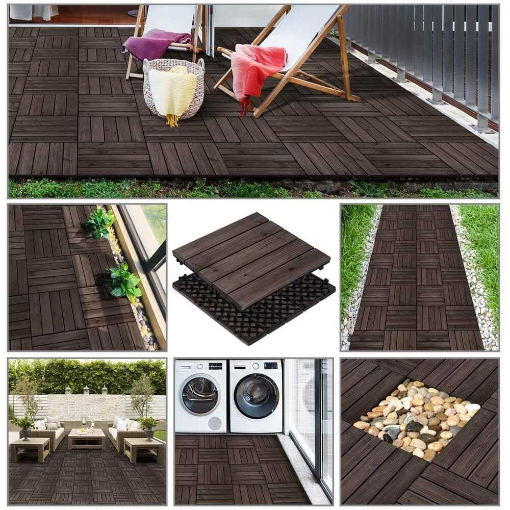 Yaheetech Fir Wood Flooring Tiles Interlocking Wood Tiles Patio - Cheap Fitting