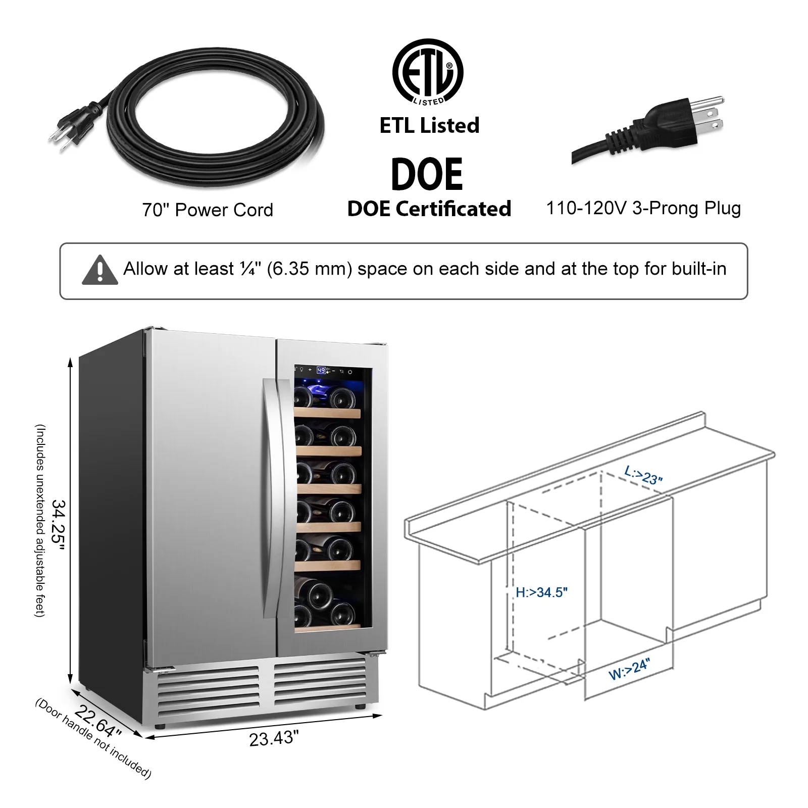 Nipus 18 Bottle and 57 Can Wine and Beverage Refrigerator,24 Inch Wine Cooler Refrigerator Built-in/Freestanding Beer and Wine Fridge - Cheap Fitting