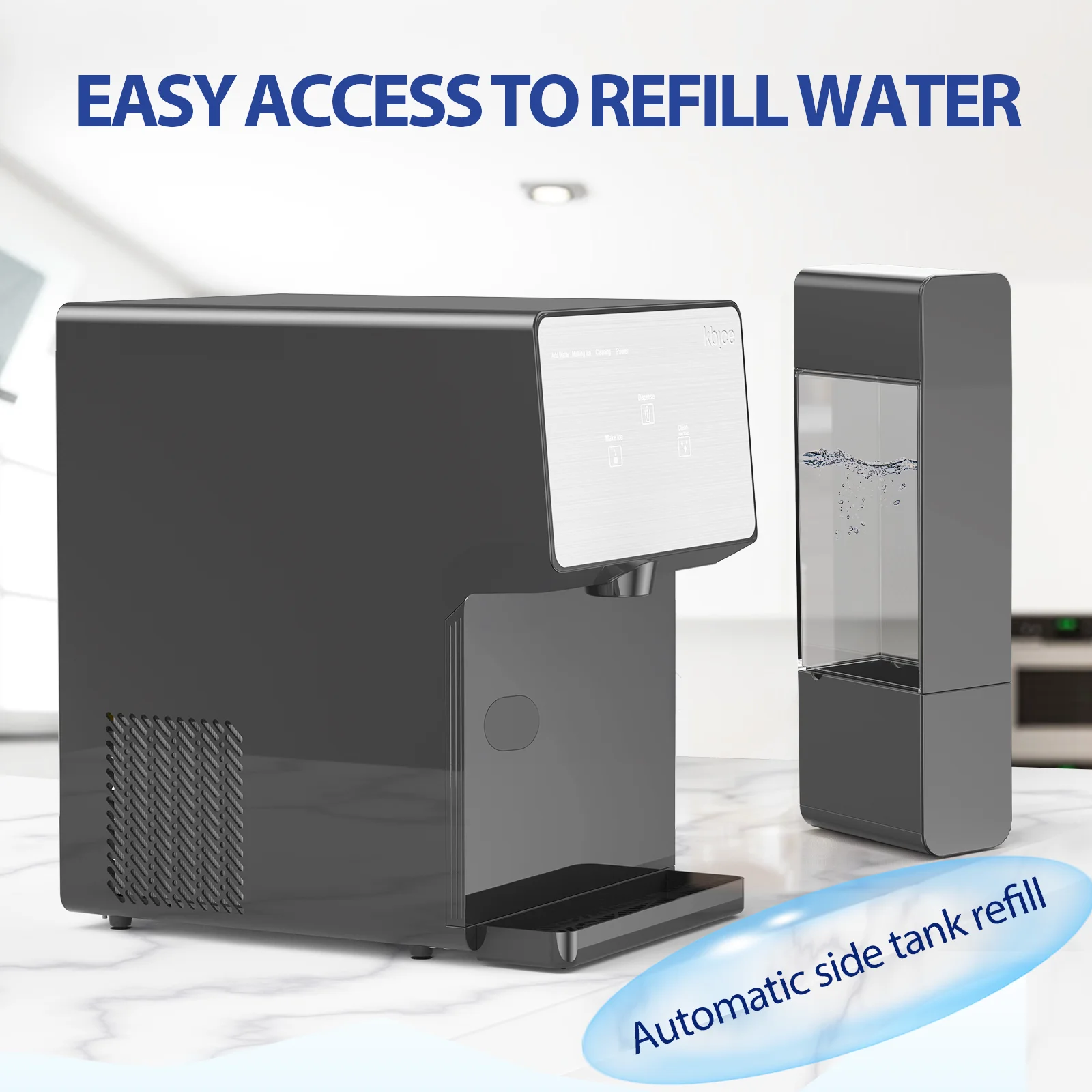 KBICE 3.0 Self Dispensing Countertop Nugget Ice Maker, Crunchy Pebble Ice Maker with Water Tank - Cheap Fitting