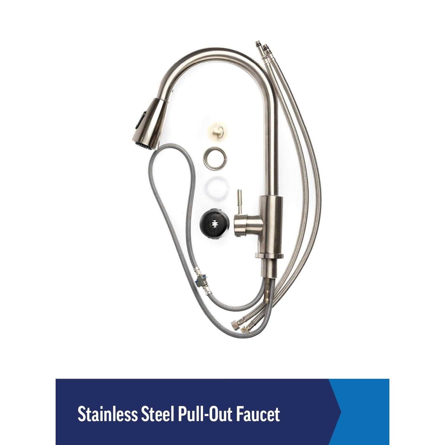 Project Source 24-in x 24-in 1-Basin Black Freestanding Utility Tub with Drain with Faucet Stainless Steel 999-LUT24BLK - Cheap Fitting