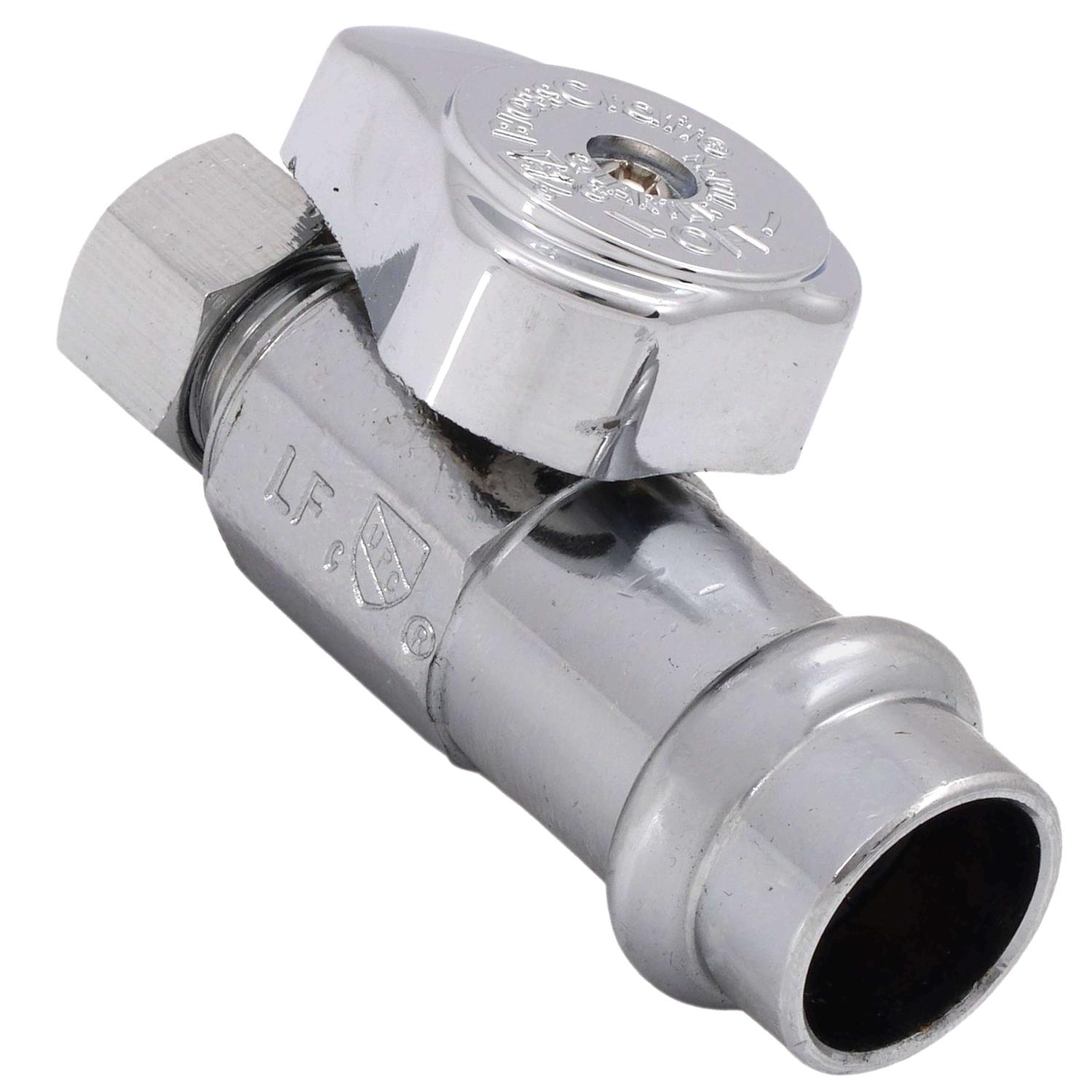 Brasscraft 1/2 in. Press Connect Inlet x 3/8 in. Compression Outlet 1/4 Turn Straight Valve G2CP14X-C1 - Cheap Fitting