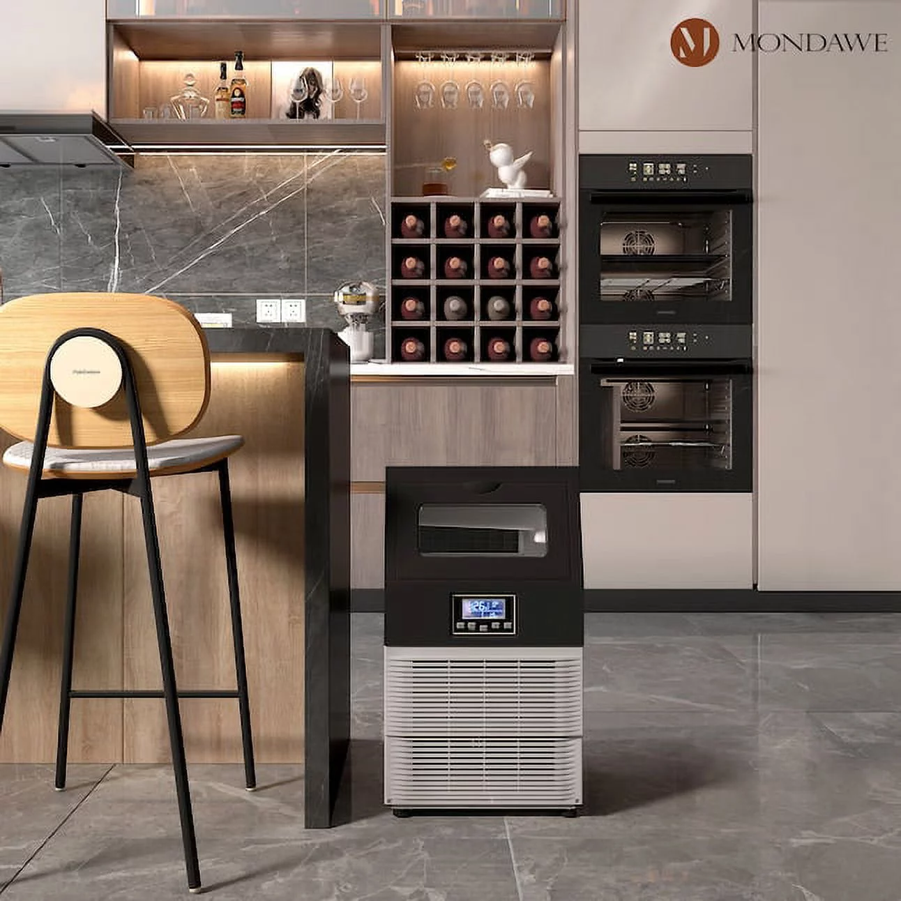 Mondawe Countertop Bullet Ice Maker, 66lbs/24h with Ice Scoop and Built-in Rack, Drop-Down Door Freestanding Cubed Ice Maker - Cheap Fitting