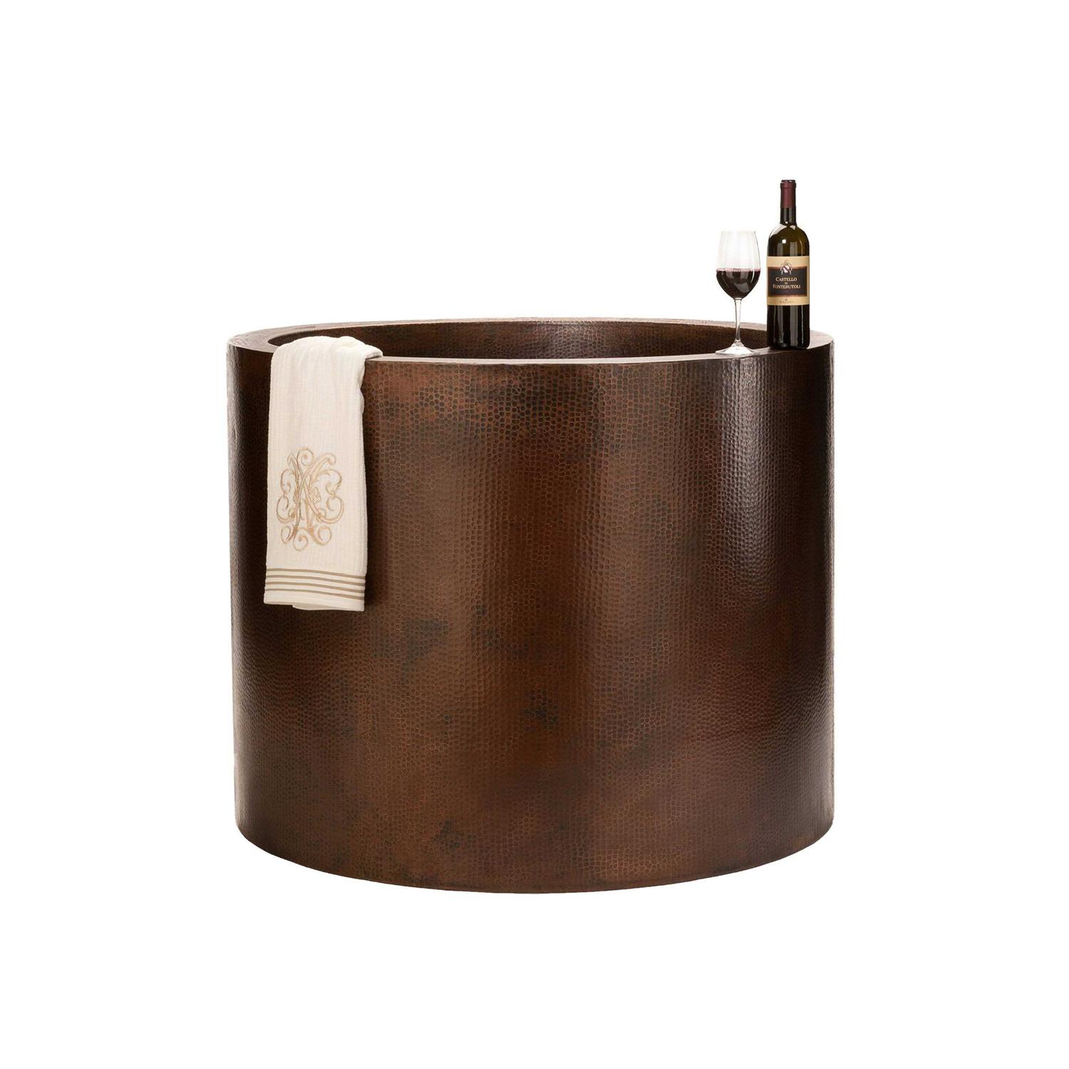 Premier Copper Products Premier Japanese Style Soaking Hammered Copper Tub BTR45DB - Cheap Fitting