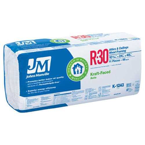 Johns Manville R30 Kraft Batt Fiberglass Insulation 88 Sq. Ft. Coverage - Cheap Fitting