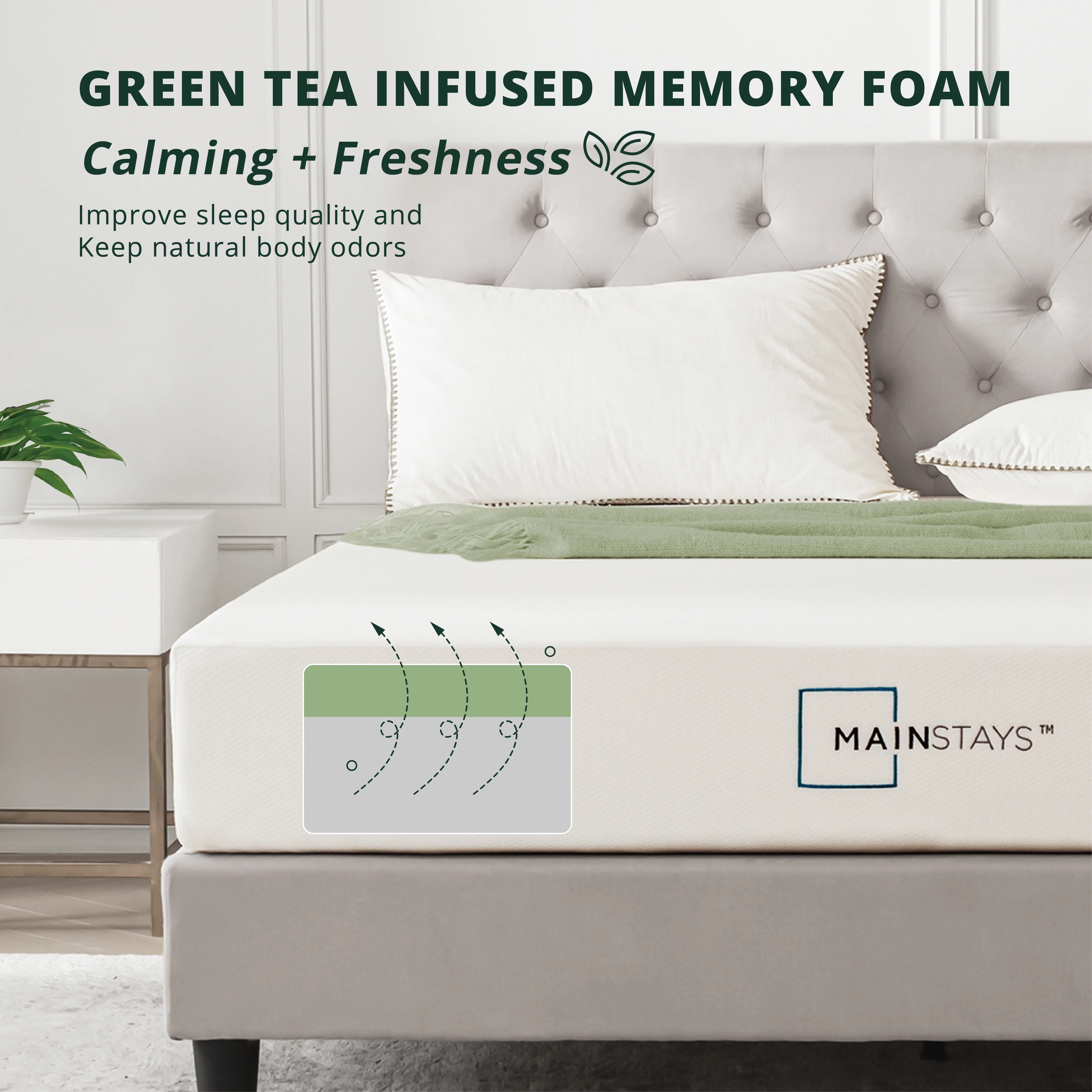 Mainstays 6” Green Tea Infused Memory Foam Mattress, Twin - Cheap Fitting