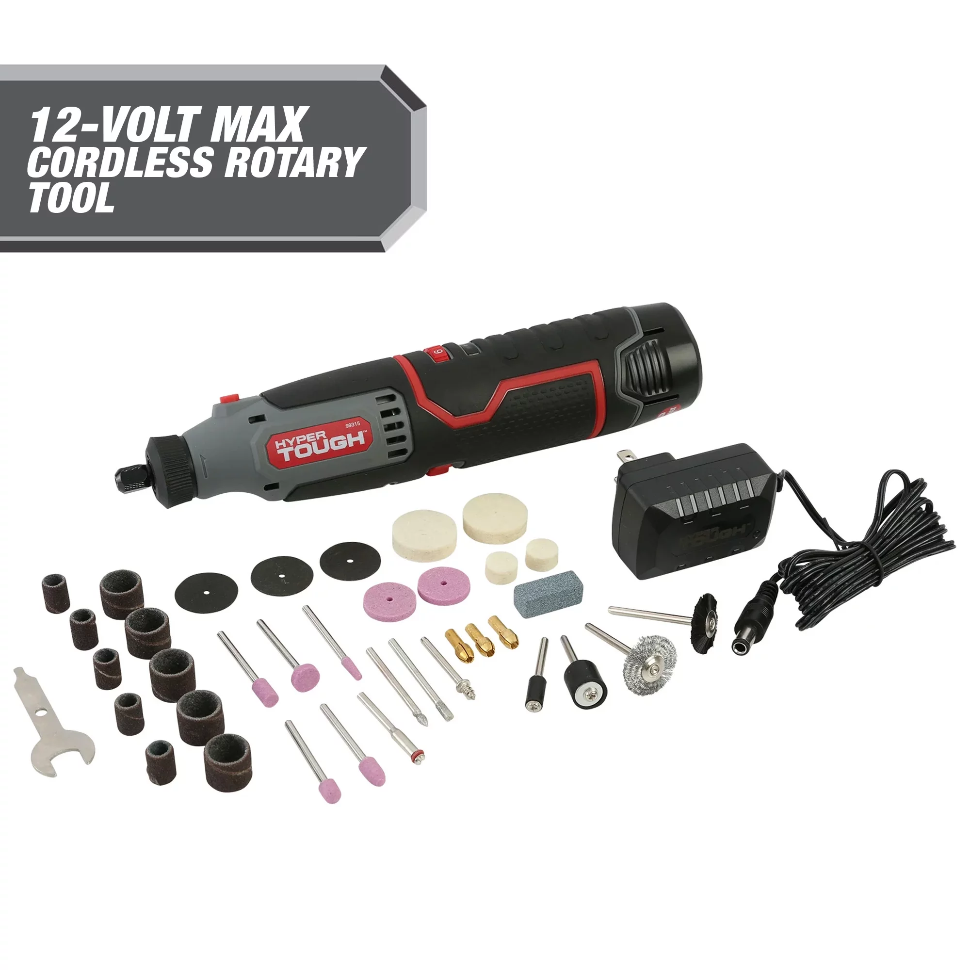 Hyper Tough 12V Max* Lit-Ion Cordless Variable Speed Rotary Tool, 40 Accessories, with 1.5Ah Battery & Charger, with Hyper Tough 200-Piece Rotary Accessory Kit in Click Fit? Case Bundle - Cheap Fitting