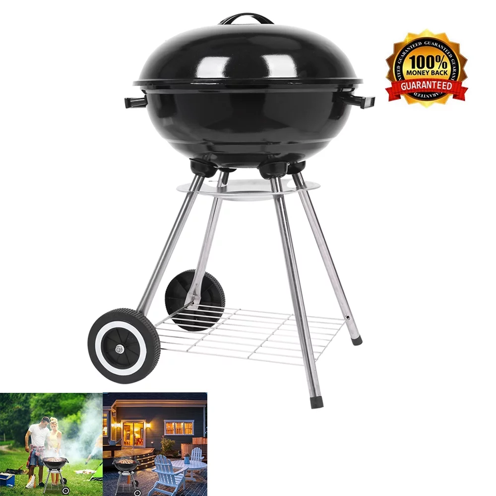 Camping Grill with 2 Wheels, Upgrade Steel Portable Charcoal Grill, Charcoal BBQ Grill for Barbecue Picnic Trailing Camping Outdoor, Easy To Clean, 18-Inch, Black, Q4549 - Cheap Fitting