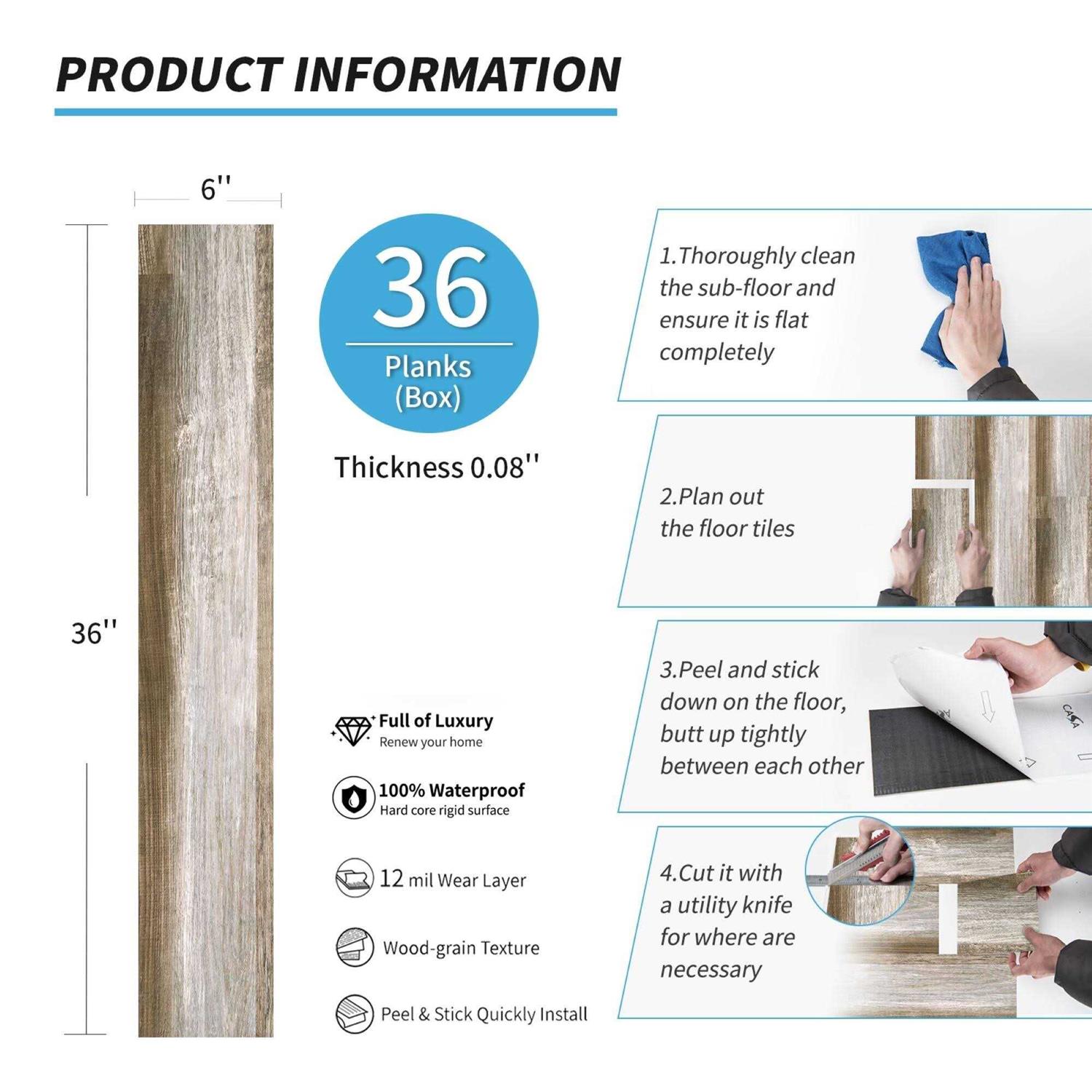 Art3d Peel and Stick Floor Tile Vinyl Wood Plank Surface Flooring - Cheap Fitting