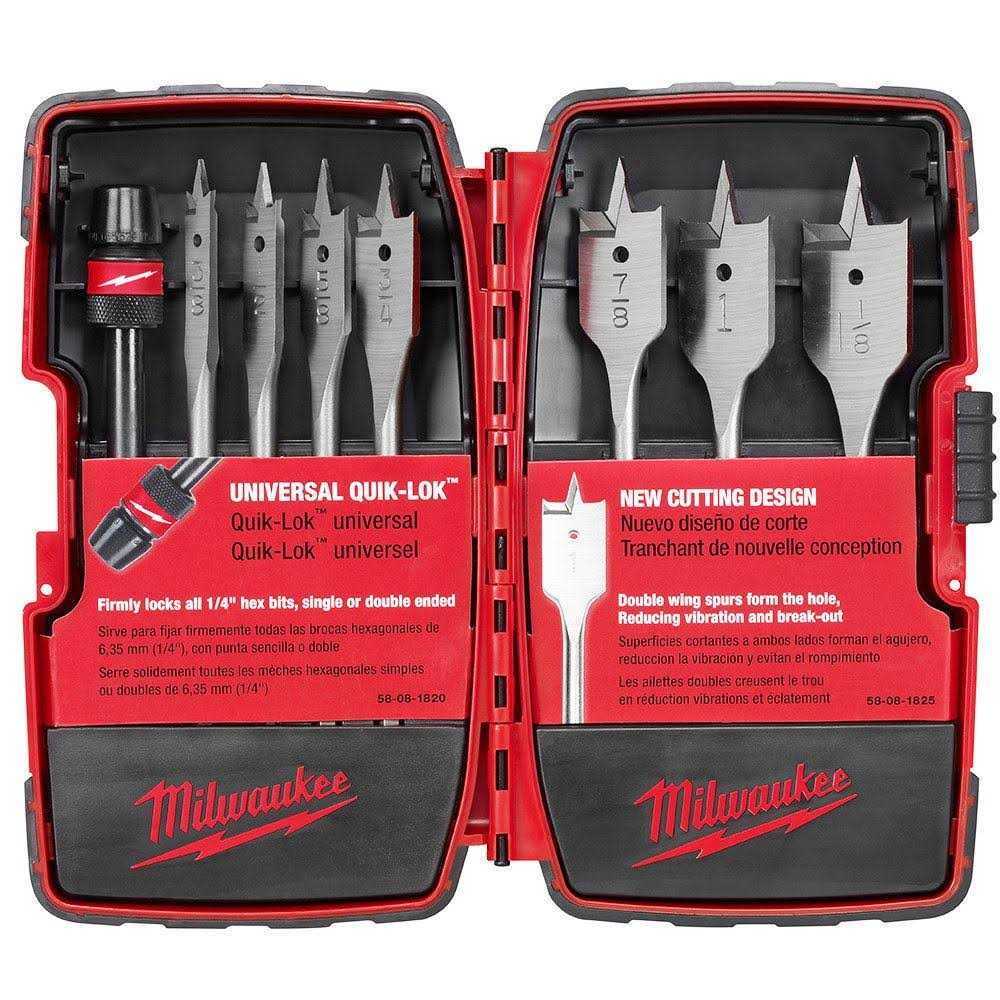 Milwaukee 49-22-0175 8-Piece Flat Boring Bit Universal Set - Cheap Fitting