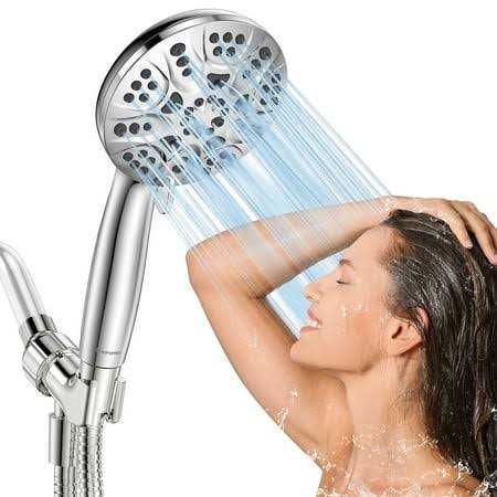 Hopopro Shower Head with Handheld 6 Setting Sprayer High Pressure Showerhead with Hose - Cheap Fitting