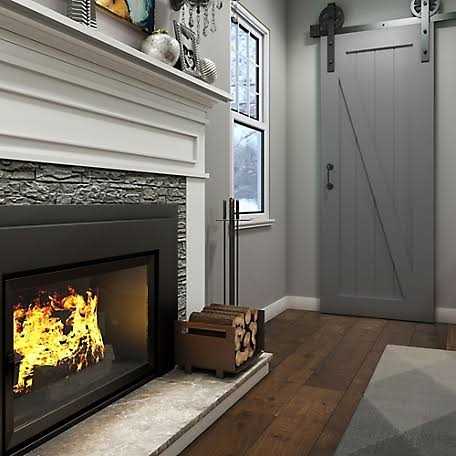 EightDoors Z-Shape Grey Finished Solid Wood Core Barn Door - Cheap Fitting