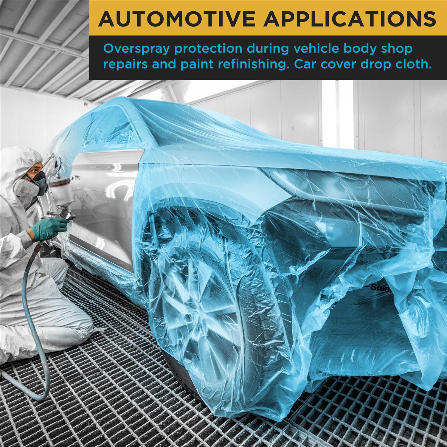 Dura-Gold Roll of Pure Blue Premium Overspray Paintable Plastic Sheeting - Cheap Fitting