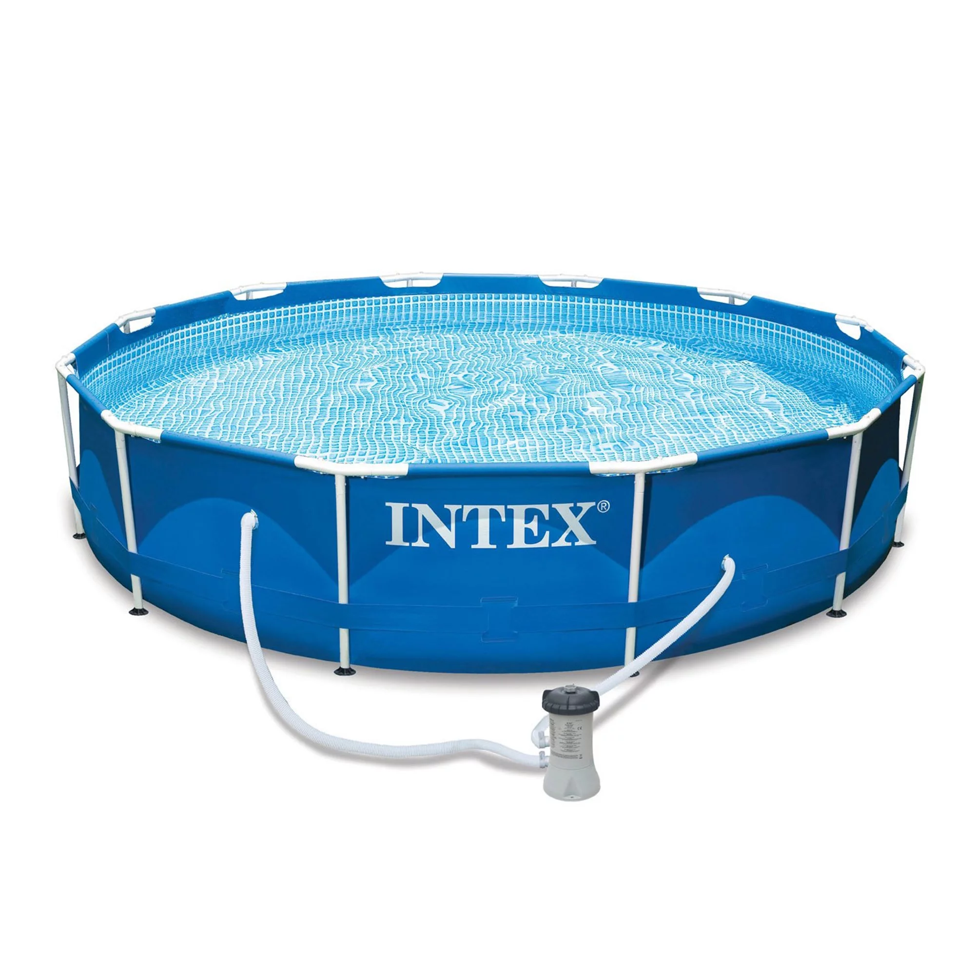 Intex 12' x 2.5' Round Pool w/ Filter Pump & Pool Cleaning Kit w/ Vacuum & Pole - Cheap Fitting