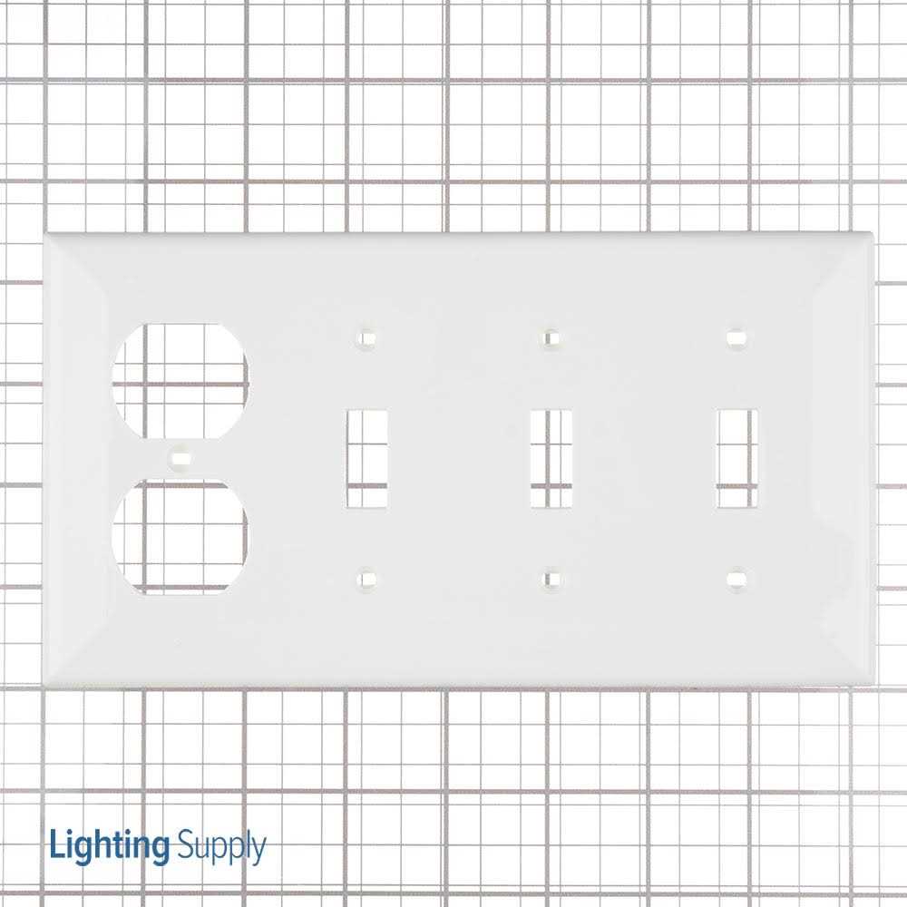 Leviton 80743-W 4-Gang 3-Toggle 1-Duplex Device Combination Wallplate - Cheap Fitting