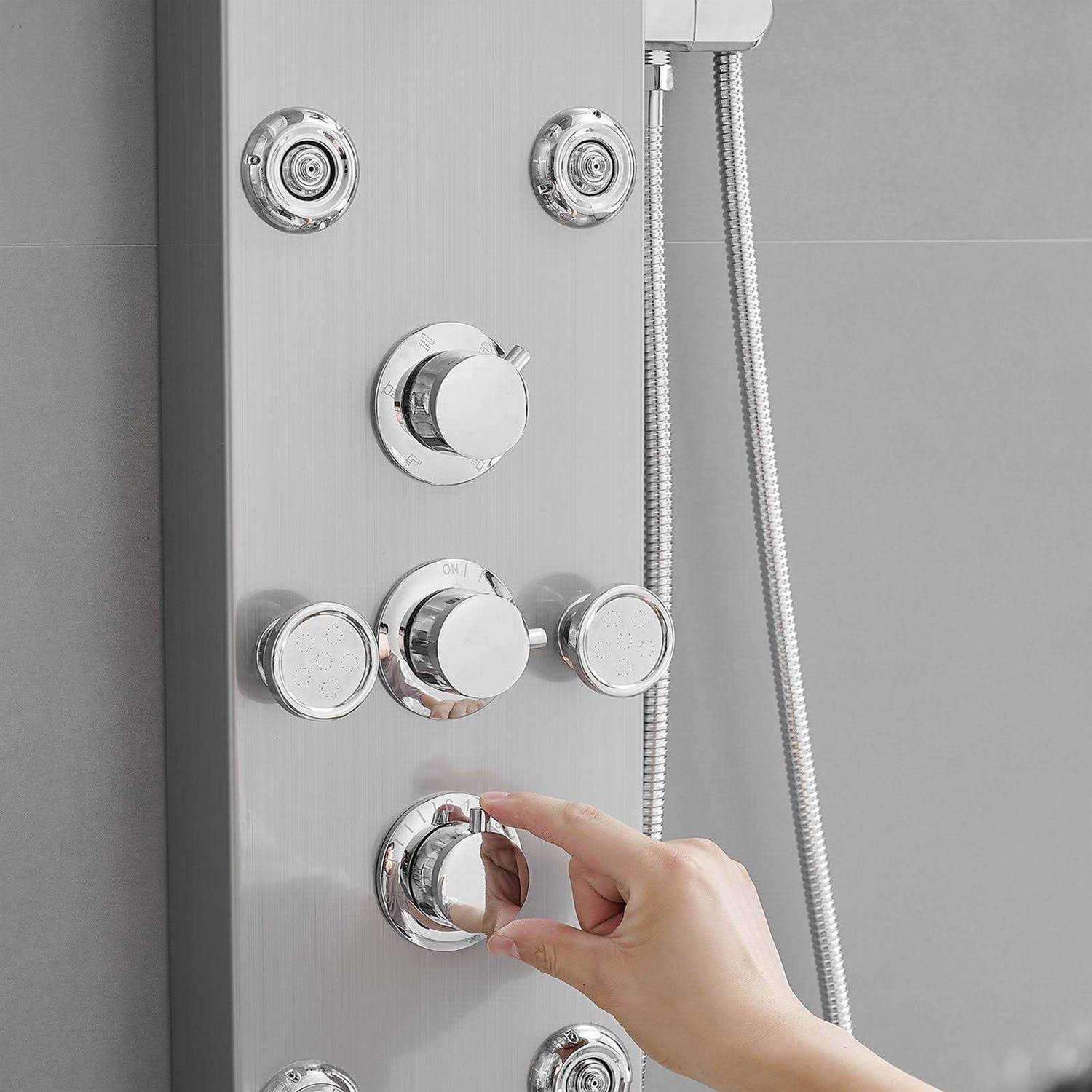 BWE 8-jet Rainfall Shower Panel System with Rainfall Waterfall Shower Head and Shower Wand in chrome Nickel - Cheap Fitting