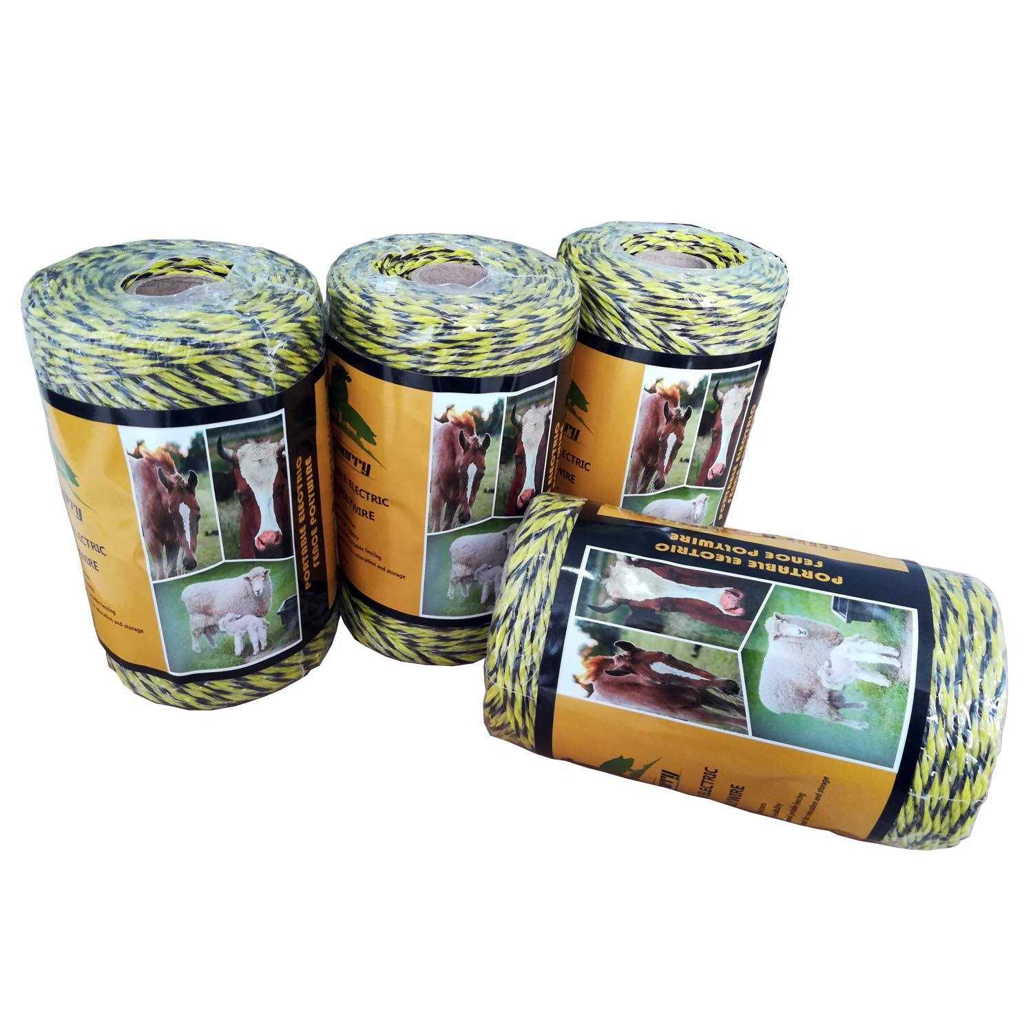 Farmerry Portable Electric Fence Polywire with 6 Conductors, Yellow and Black - Cheap Fitting