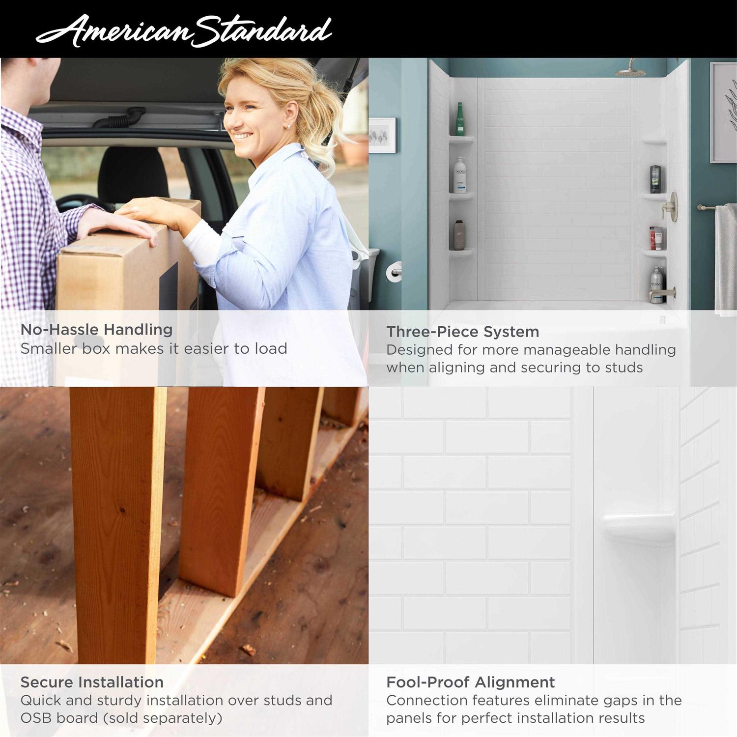 American Standard Elevate 30-in x 60-in 3-Piece Glue To Wall Arctic 2947BWT60.011 - Cheap Fitting