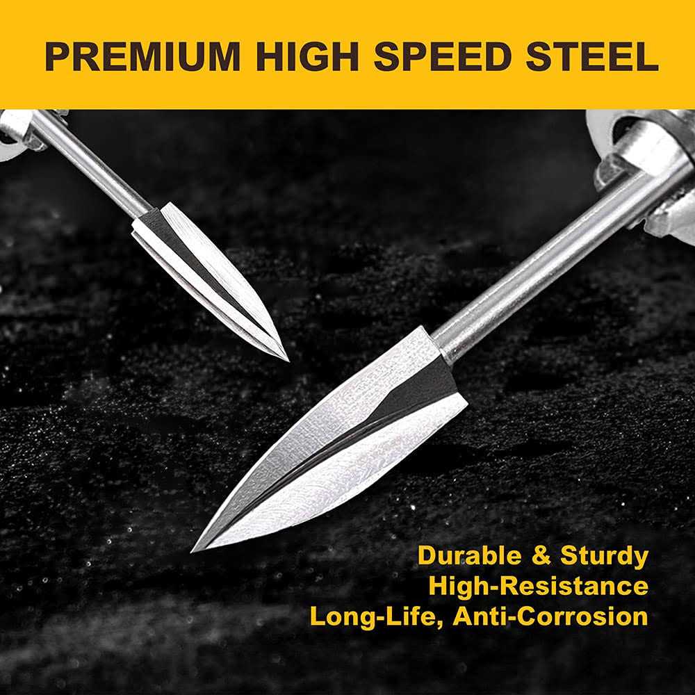 YURINWOO Wood Carving Tools 5 Pcs Engraving Drill Accessories Bit Wood Crafts Grinding Woodworking Tool with 1/8” Shank Universal Fitment for Rotary Tools - Cheap Fitting