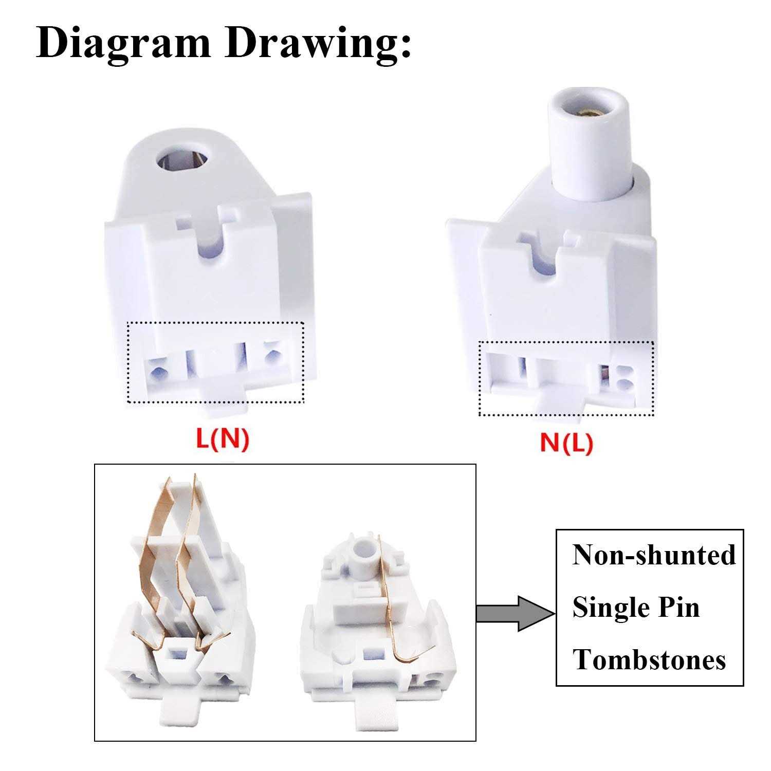 JESLED Single Pin FA8 Tombstone Non-Shunted T8/T10/T12 LED Socket Lampholder Base Holder for 8FT Fluorescent Tube Light - Cheap Fitting