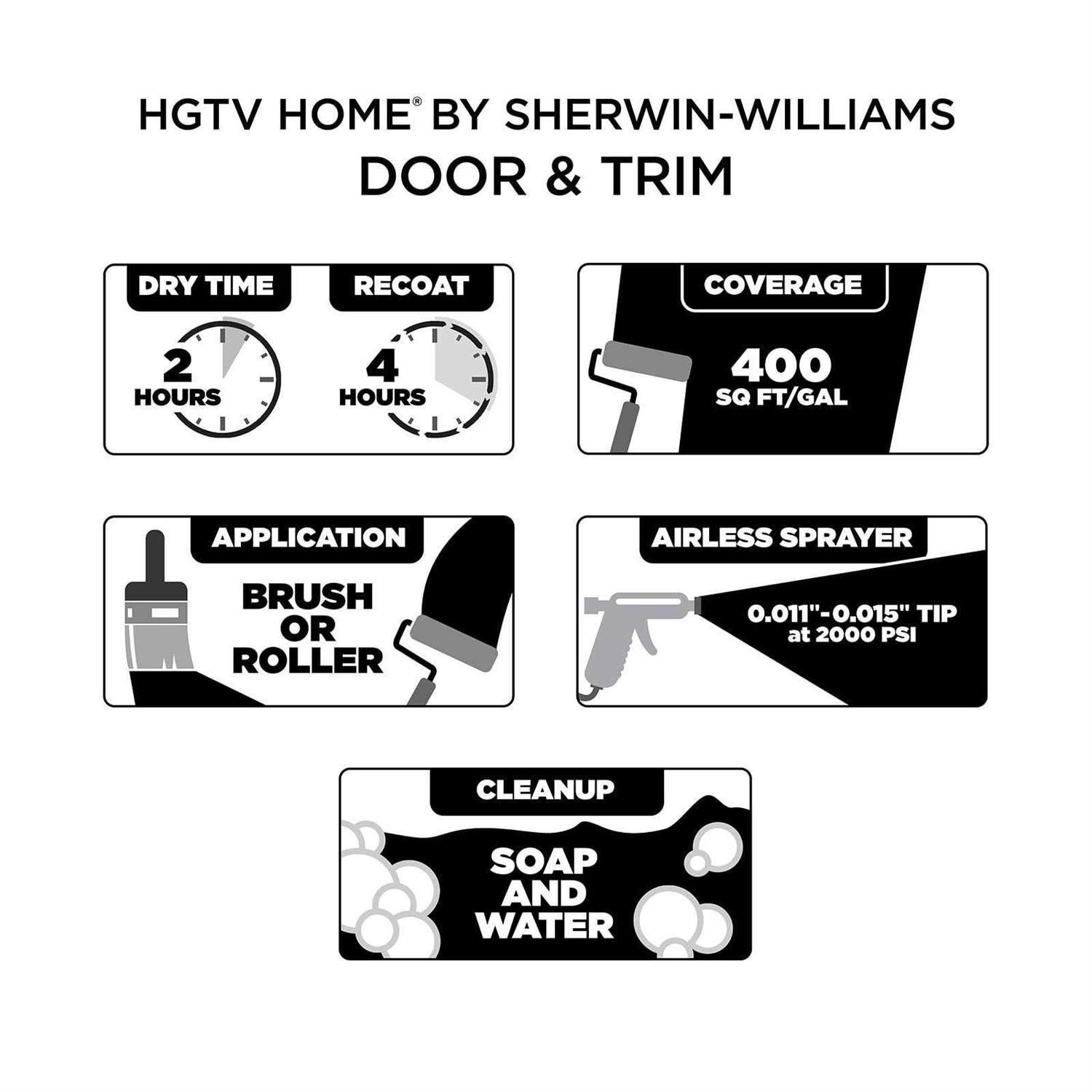 HGTV HOME by Sherwin-Williams Semi-gloss Ultra White Acrylic Interior/Exterior Door and Trim Paint DT4664336-16 - Cheap Fitting