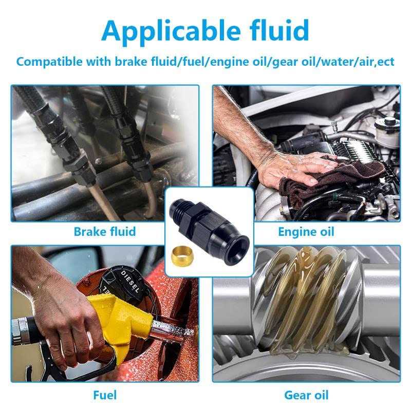 Breezliy 6AN Male Flare to 5/16 Fuel Hardline Tube Fitting Adapter Straight Connector Aluminum Alloy - Cheap Fitting