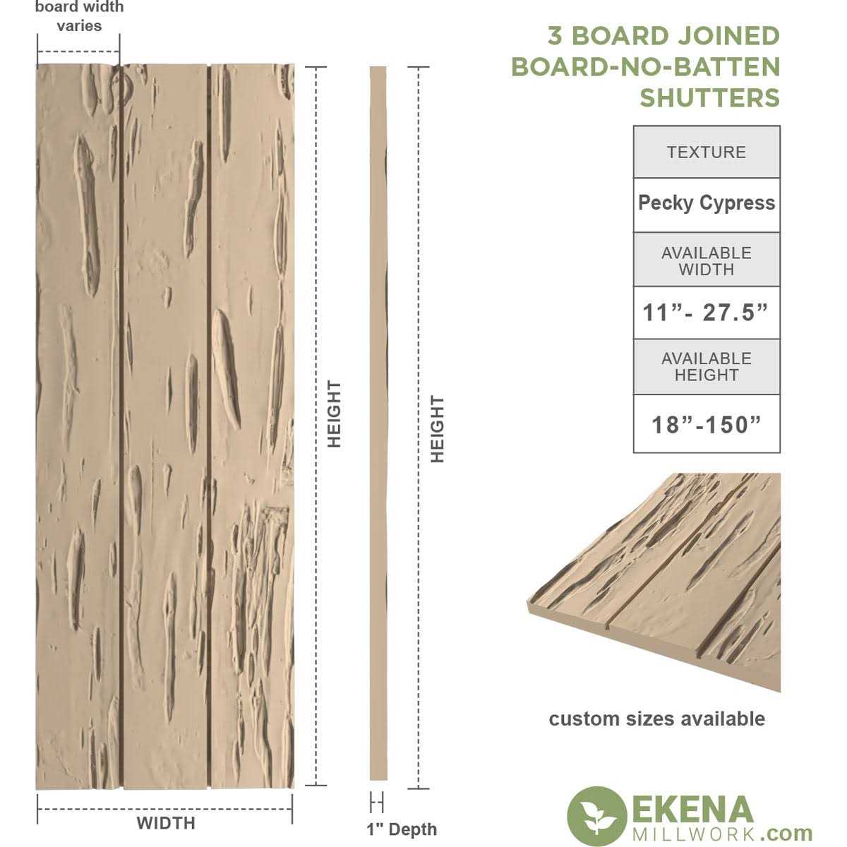 Ekena Millwork 1/2W x Rustic Two Board Spaced Board-n-Batten Faux Wood Shutters w/Z-Board - Cheap Fitting