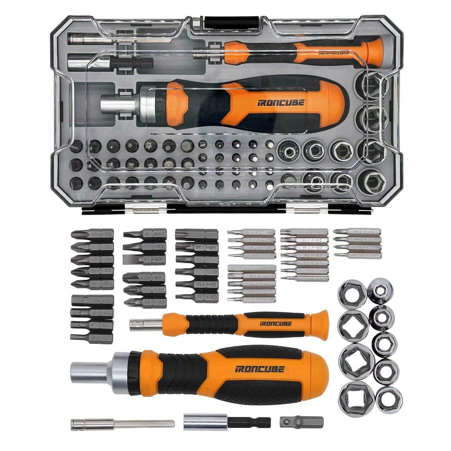 ironcube Ratcheting Screwdriver Bit Set with Socket Set 56-Piece - Cheap Fitting