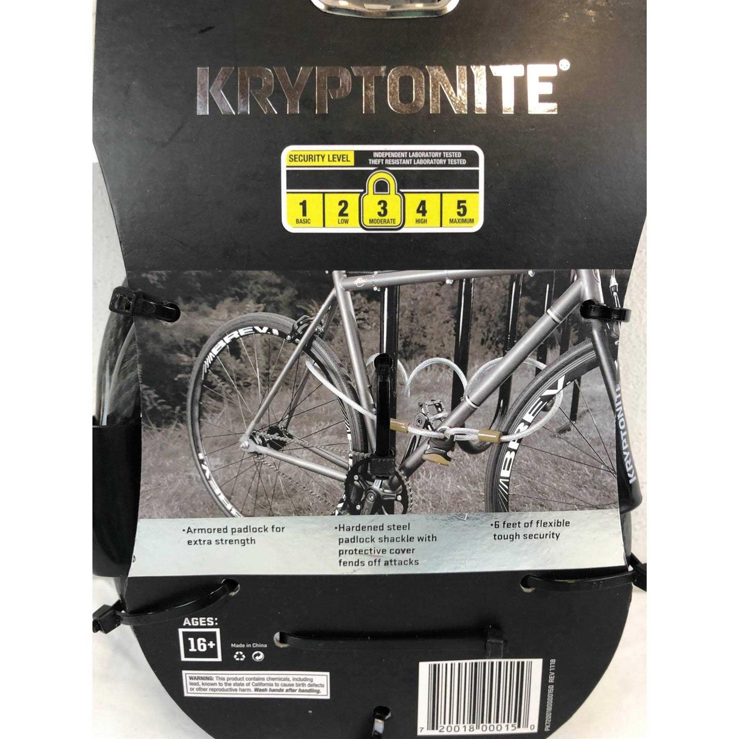 Kryptonite Double Loop Cable & Padlock Bicyce Lock - Cheap Fitting