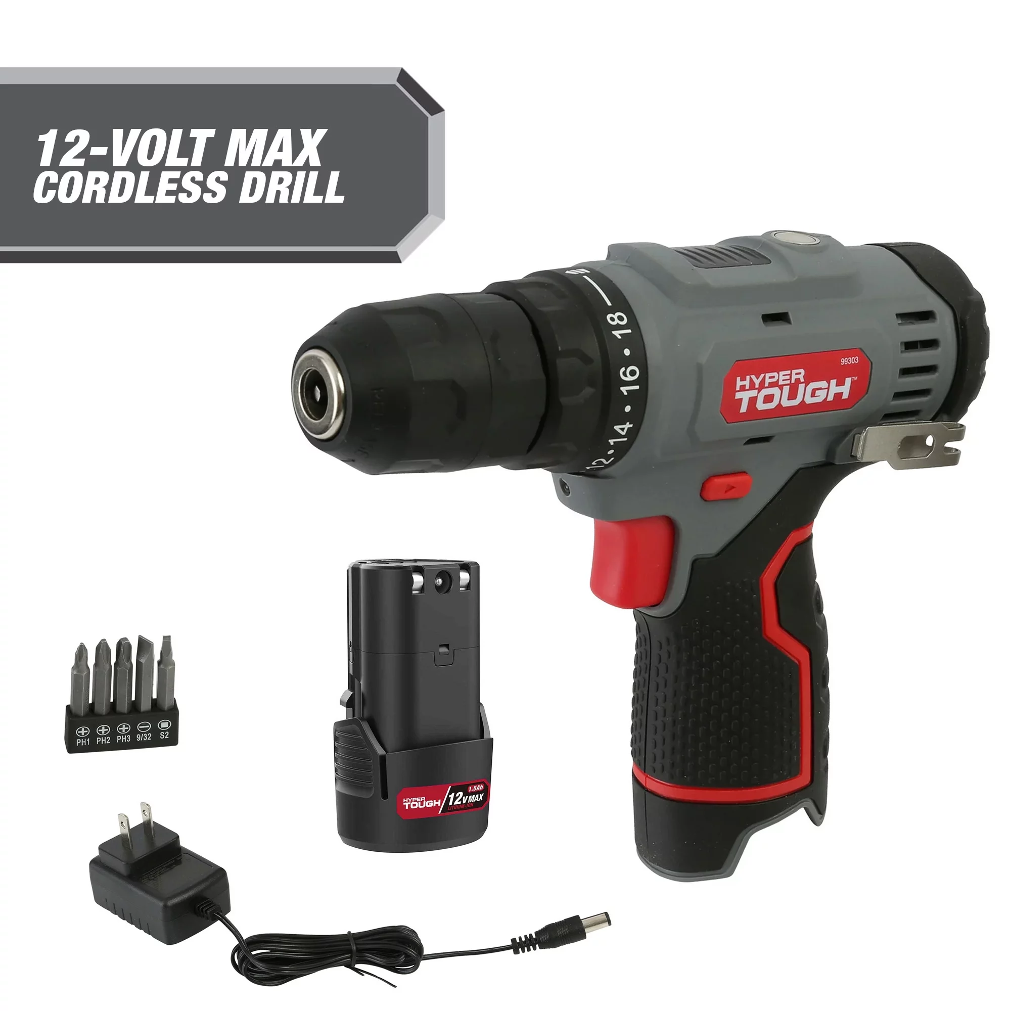 Hyper Tough 12-Volt Cordless Drill Plus 4 Ah Battery, 99303 - Cheap Fitting