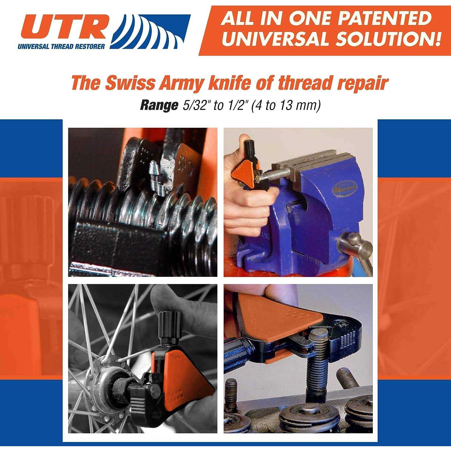 UTR Universal Thread Restorer. External Thread Repair Tool. Easily Replaces hundreds of Dies. Automatically chases threads within range 5/32 - Cheap Fitting
