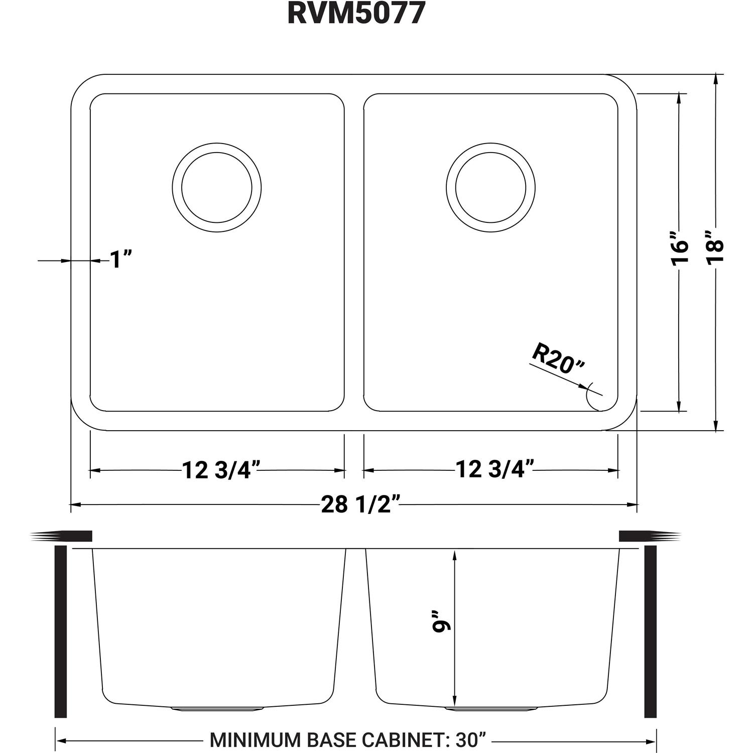Ruvati 28-inch Undermount Kitchen Sink 50/50 Double Bowl 16 Gauge Stainless Steel RVM5077 - Cheap Fitting